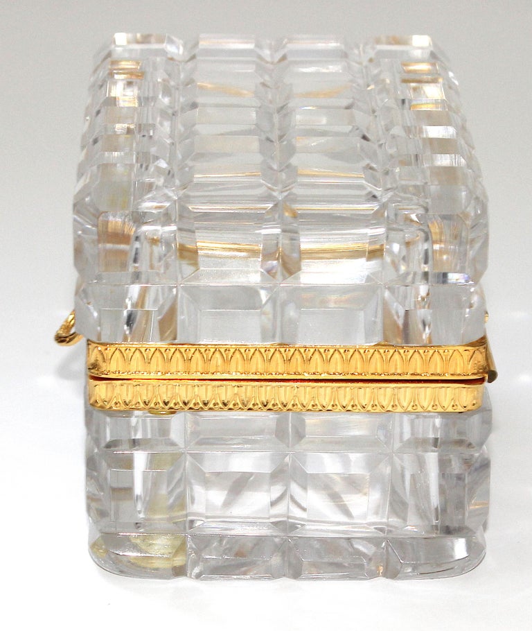 French Baccart Style Crystal Storage Box For Sale
