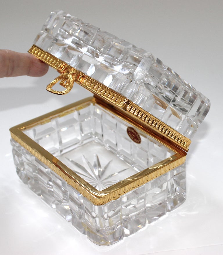 20th Century Baccart Style Crystal Storage Box For Sale
