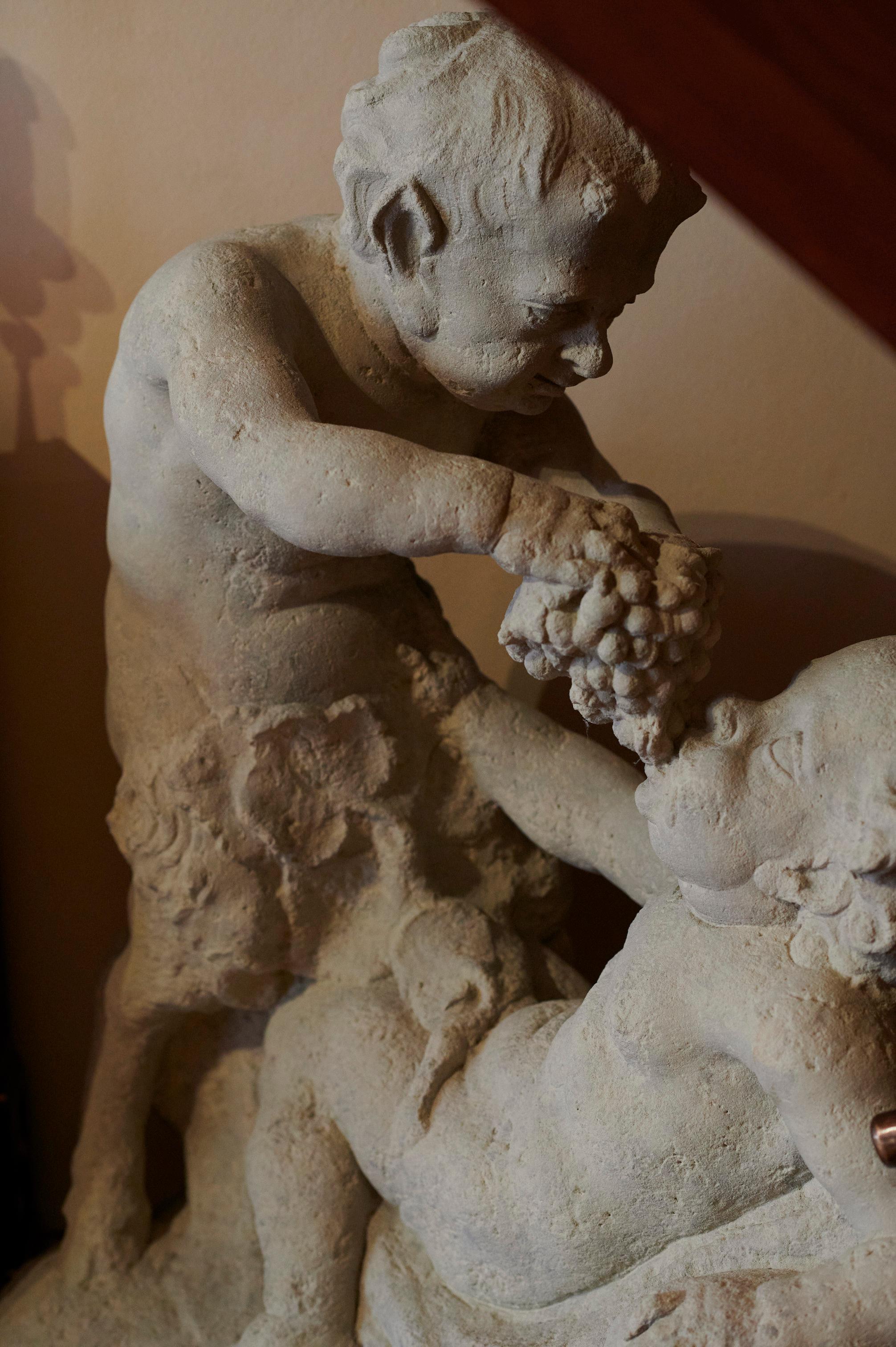 Bacchanal with Putto and Satyr, Sandstone 1775, German In Good Condition For Sale In Bamberg, DE