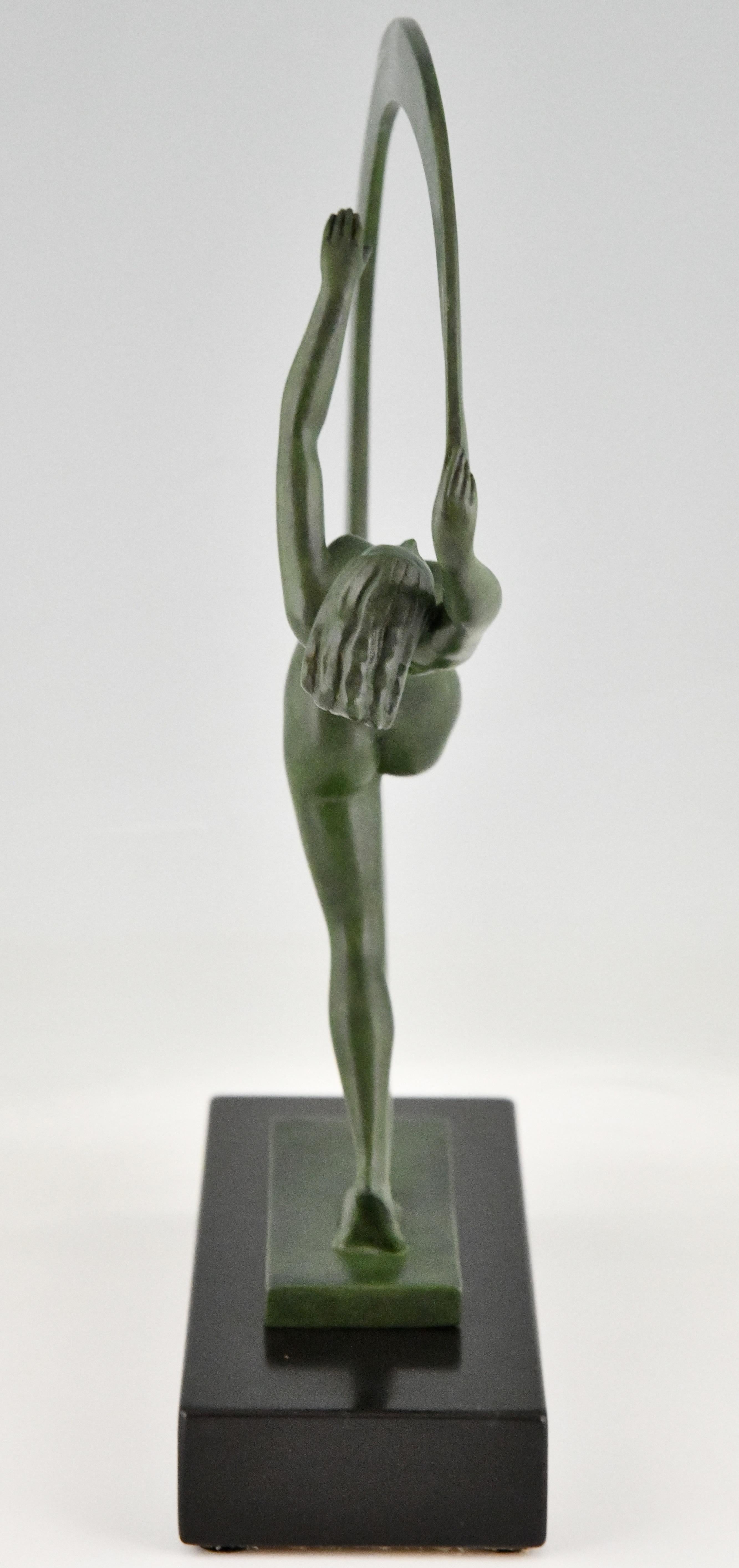 Bacchanale Art Deco Sculpture Nude Scarf Dancer Janle for Max Le Verrier, 1930 1