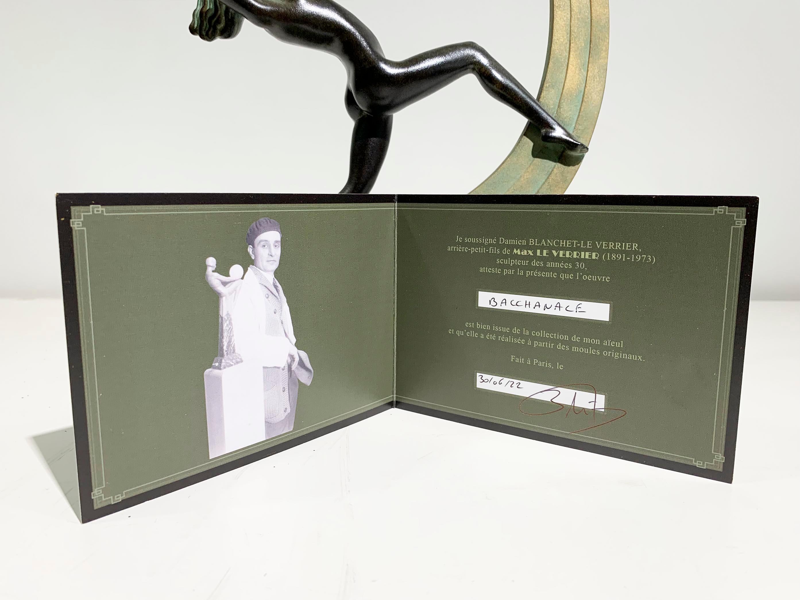 „Bacchanale“-Tänzer-Skulptur von Janle für Max Le Verrier, signiert „Janle“ im Angebot 2