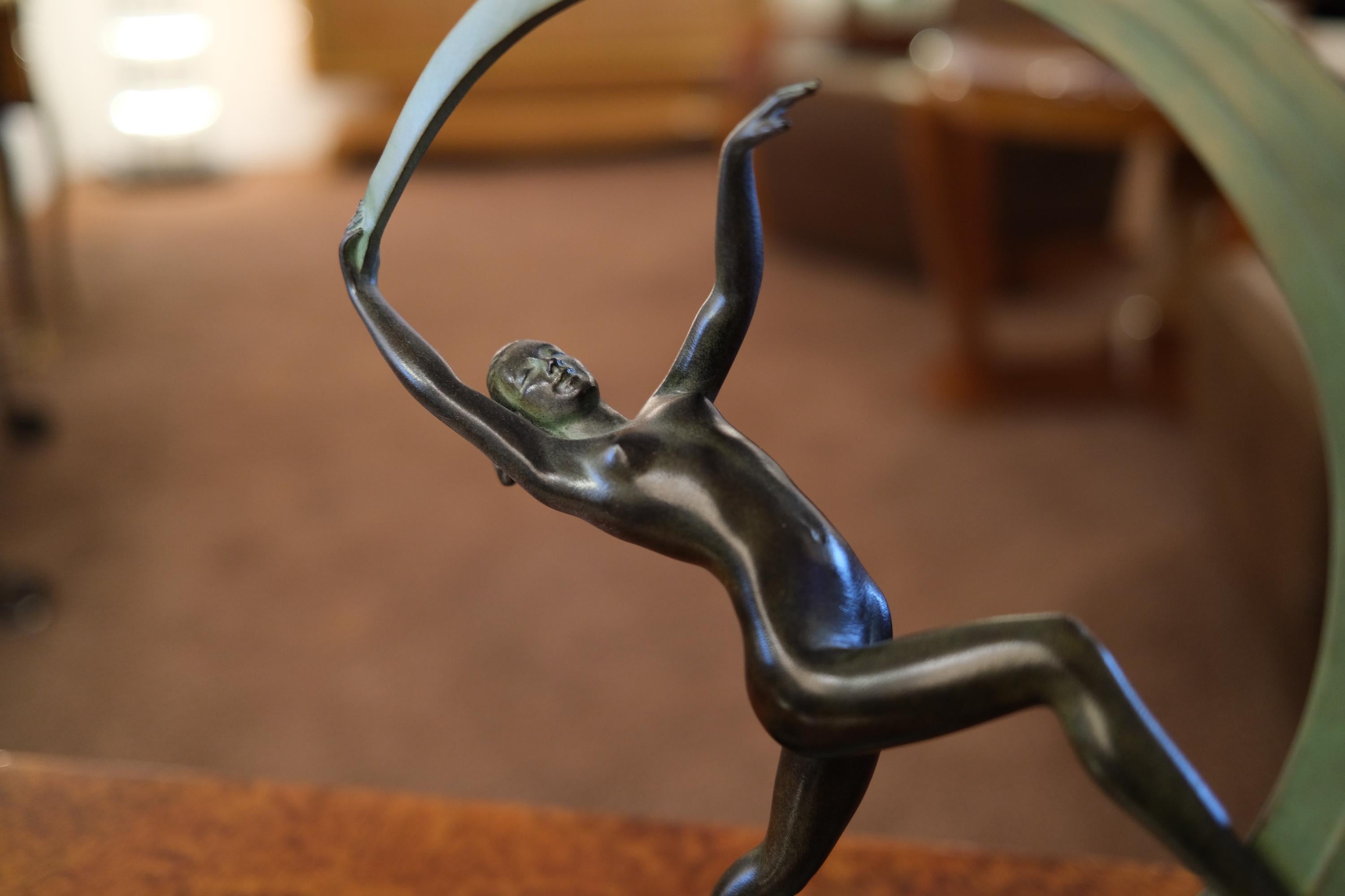 Bacchanale Dancer Sculpture in Art Deco Style by Janle for Max Le Verrier For Sale 4