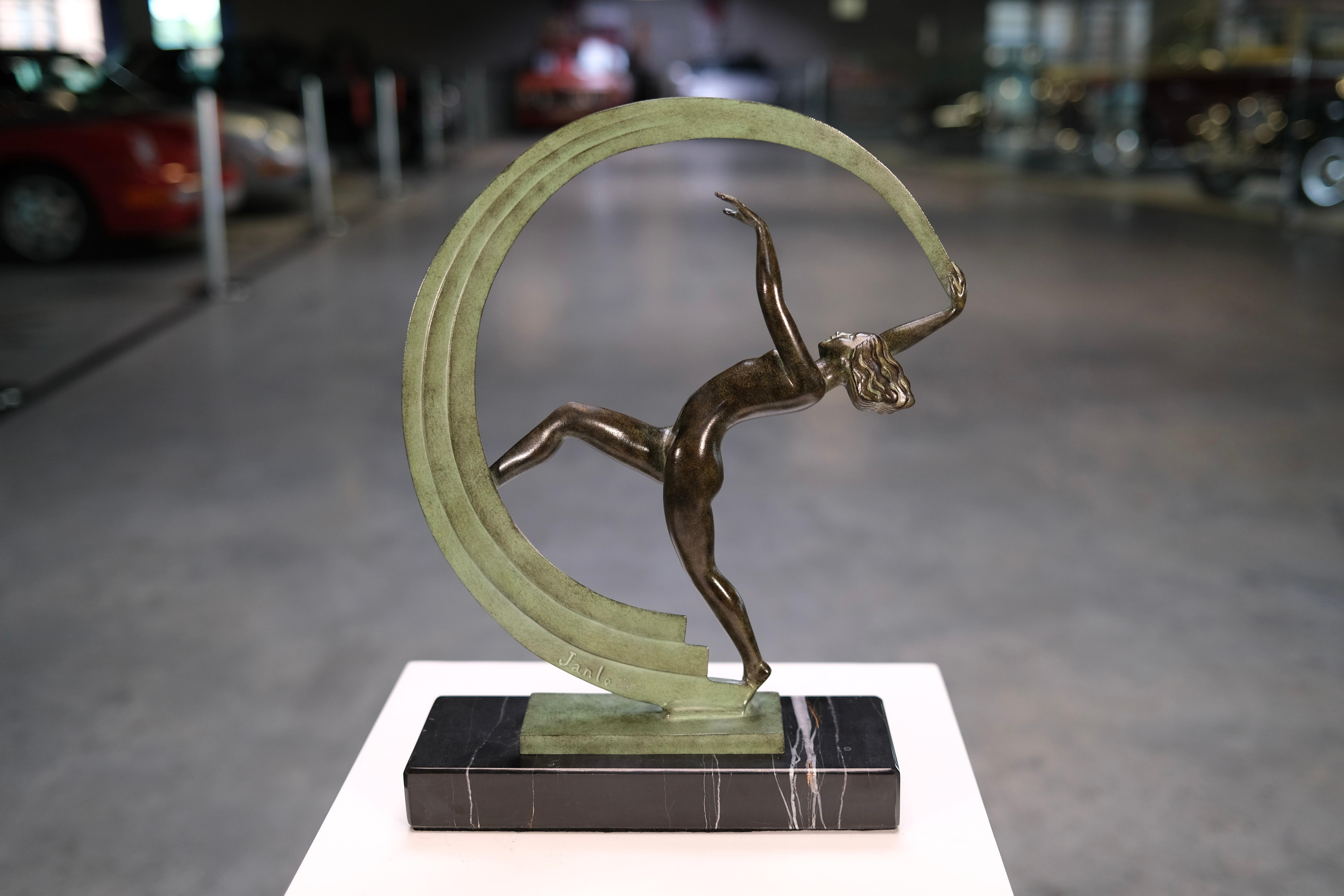 Contemporary Bacchanale Dancer Sculpture in Art Deco Style by Janle for Max Le Verrier For Sale