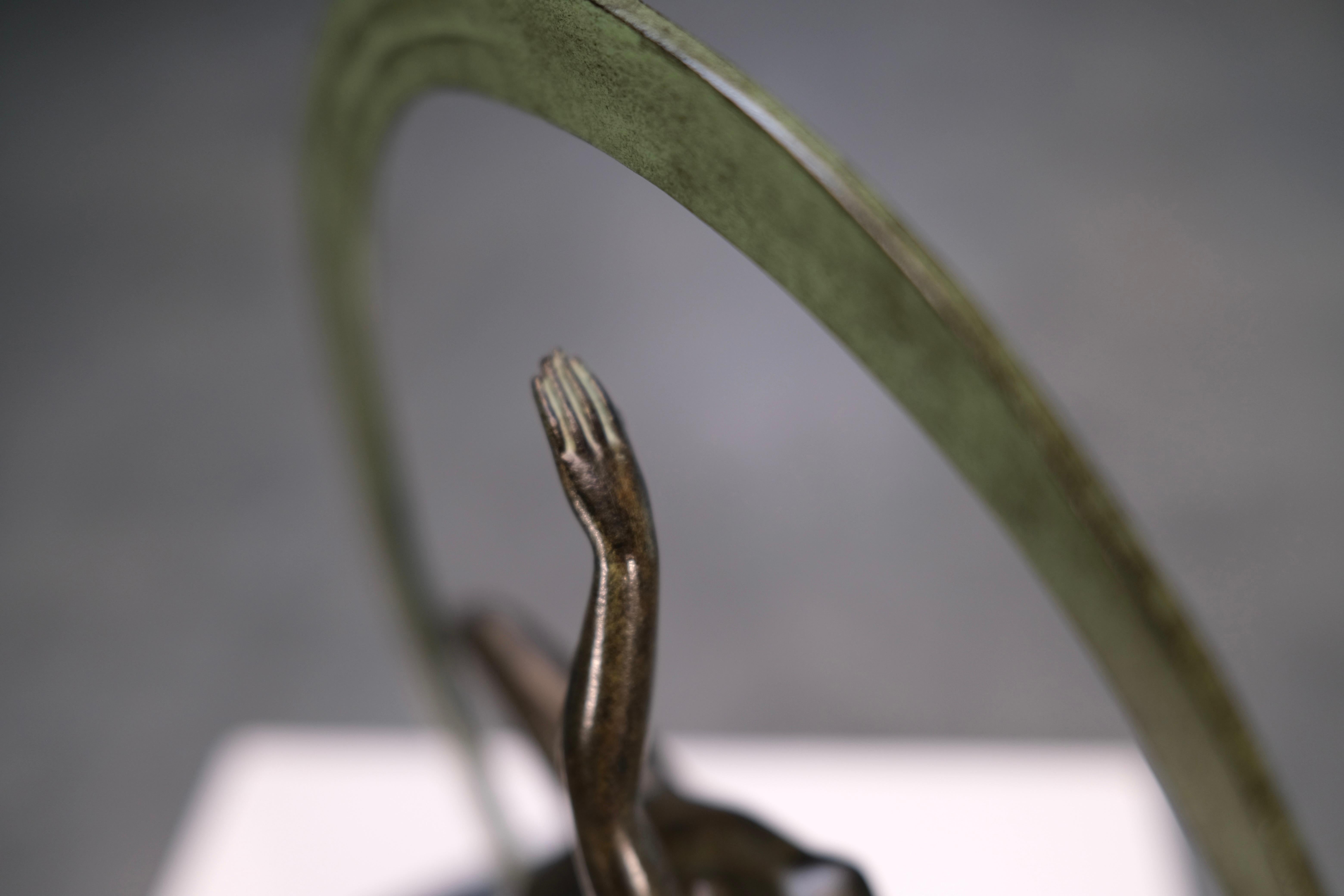 Spelter Bacchanale Dancer Sculpture in Art Deco Style by Janle for Max Le Verrier For Sale