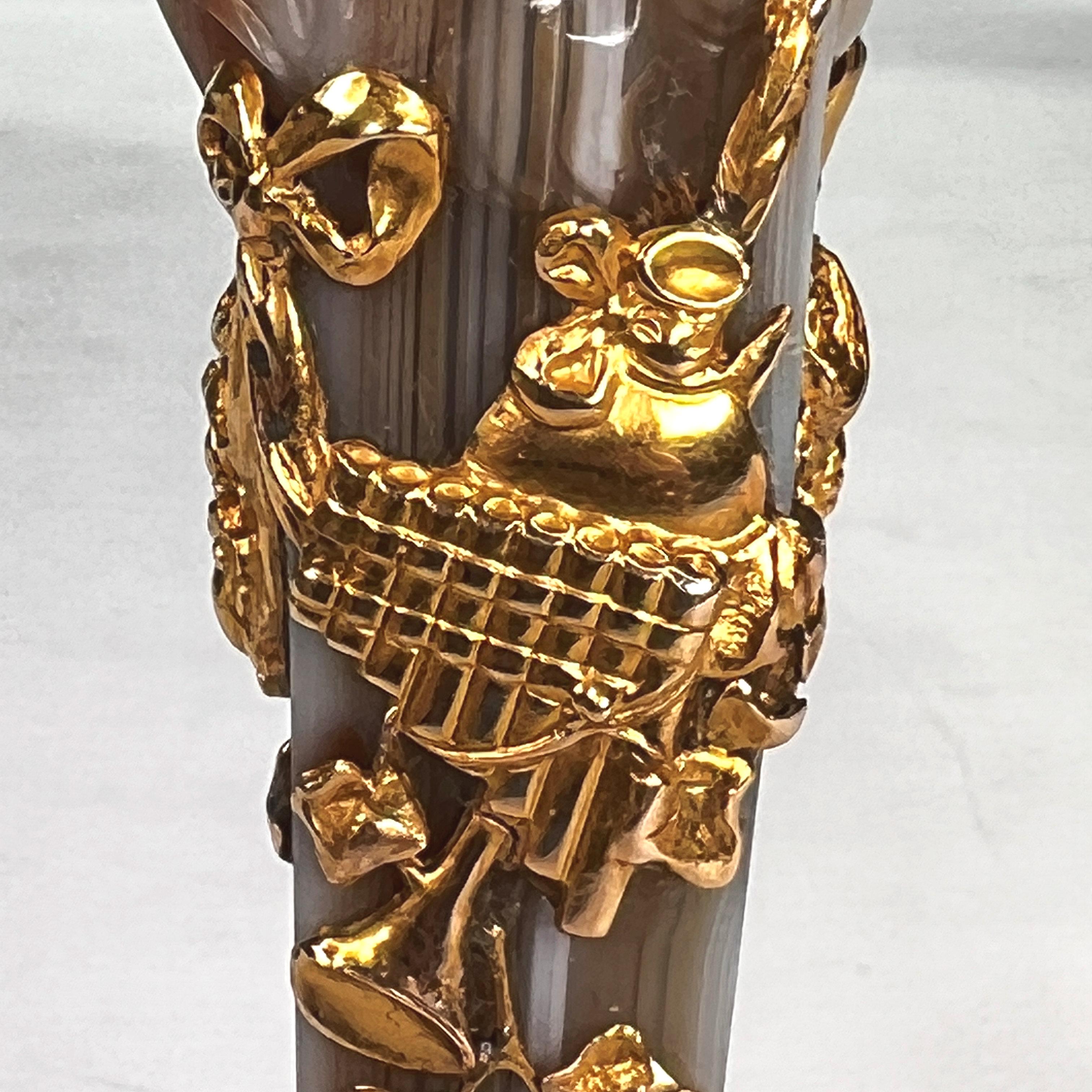 Bacchanalian Agate Gold and Diamond Wax Seal in Form of a Faun 5