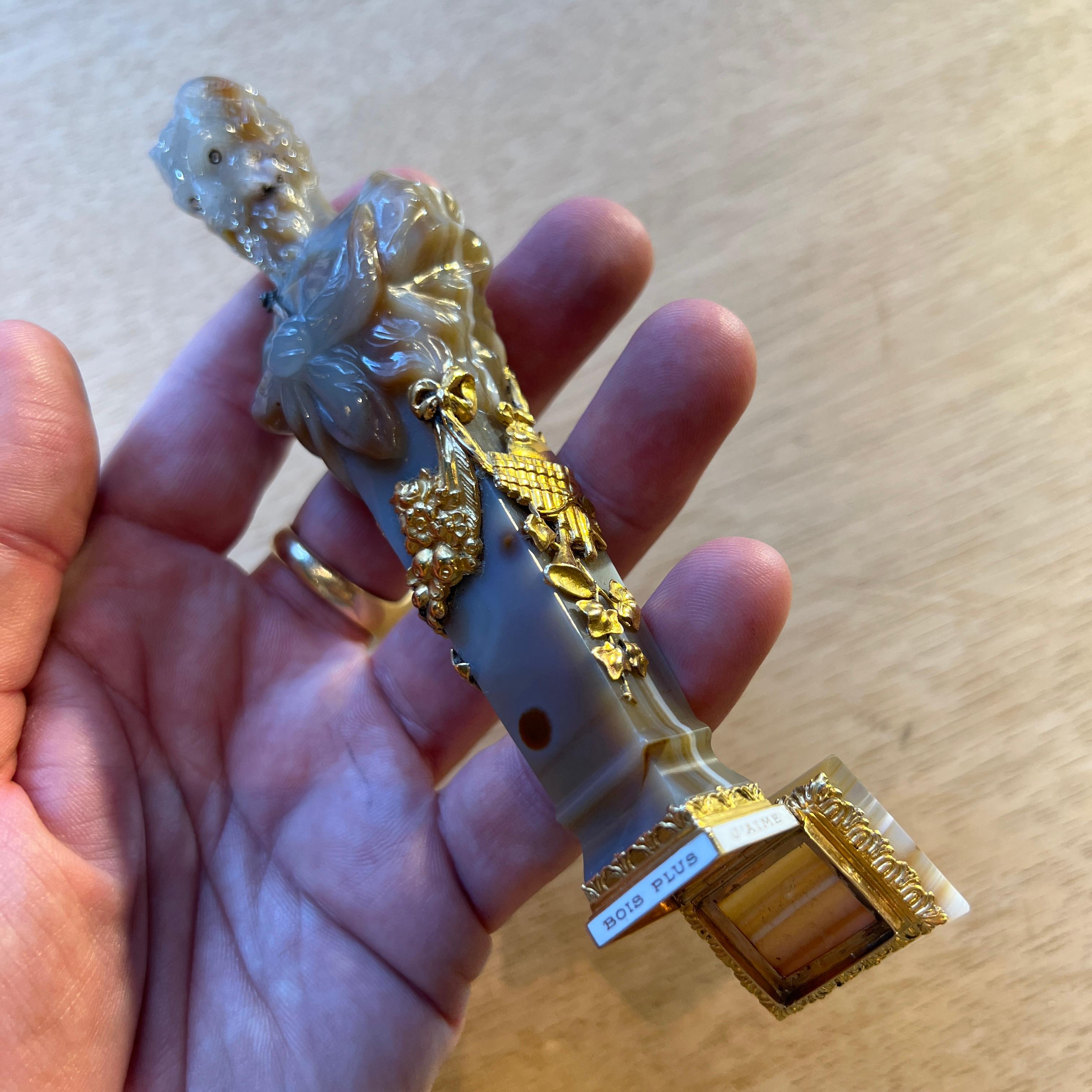 Bacchanalian Agate Gold and Diamond Wax Seal in Form of a Faun 8