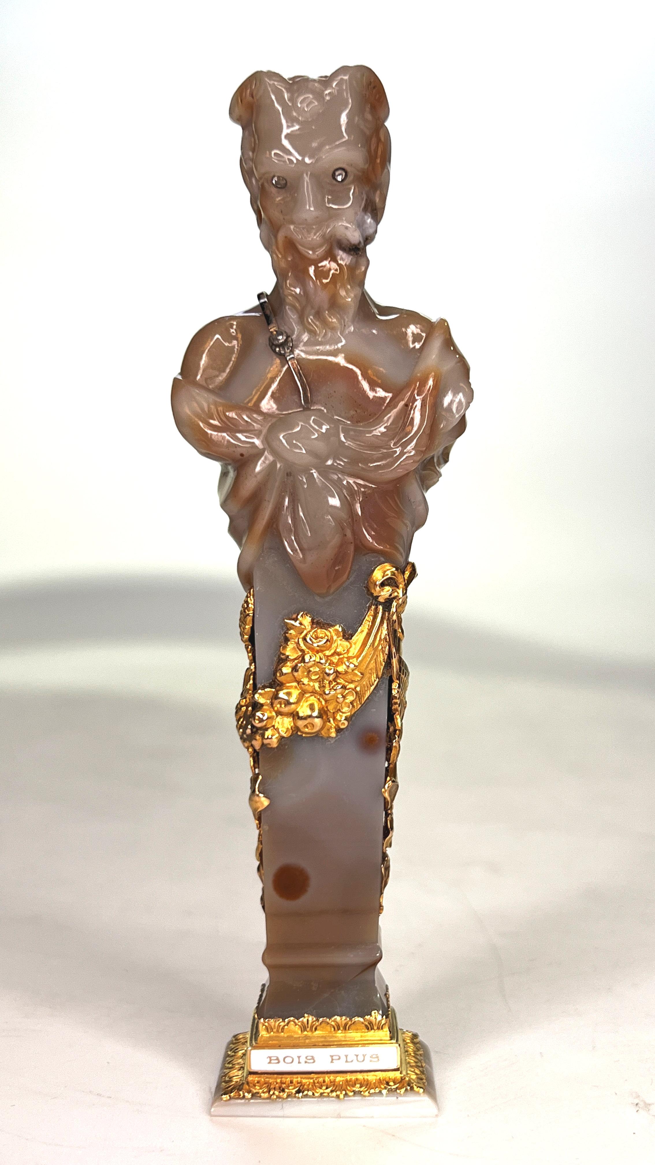 Bacchanalian Agate Gold and Diamond Wax Seal in Form of a Faun In Good Condition In New York, US
