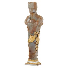 Bacchanalian Agate Gold and Diamond Wax Seal in Form of a Faun