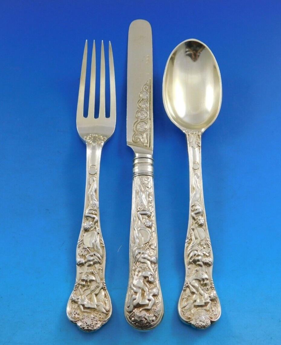 Set di posate da dessert in argento Sterling Bacchanalian 12 pezzi Vermeil In condizioni ottime in vendita a Big Bend, WI
