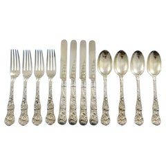 Bacchanalian English Sterling Silver Flatware Dessert Set 12 pieces Vermeil