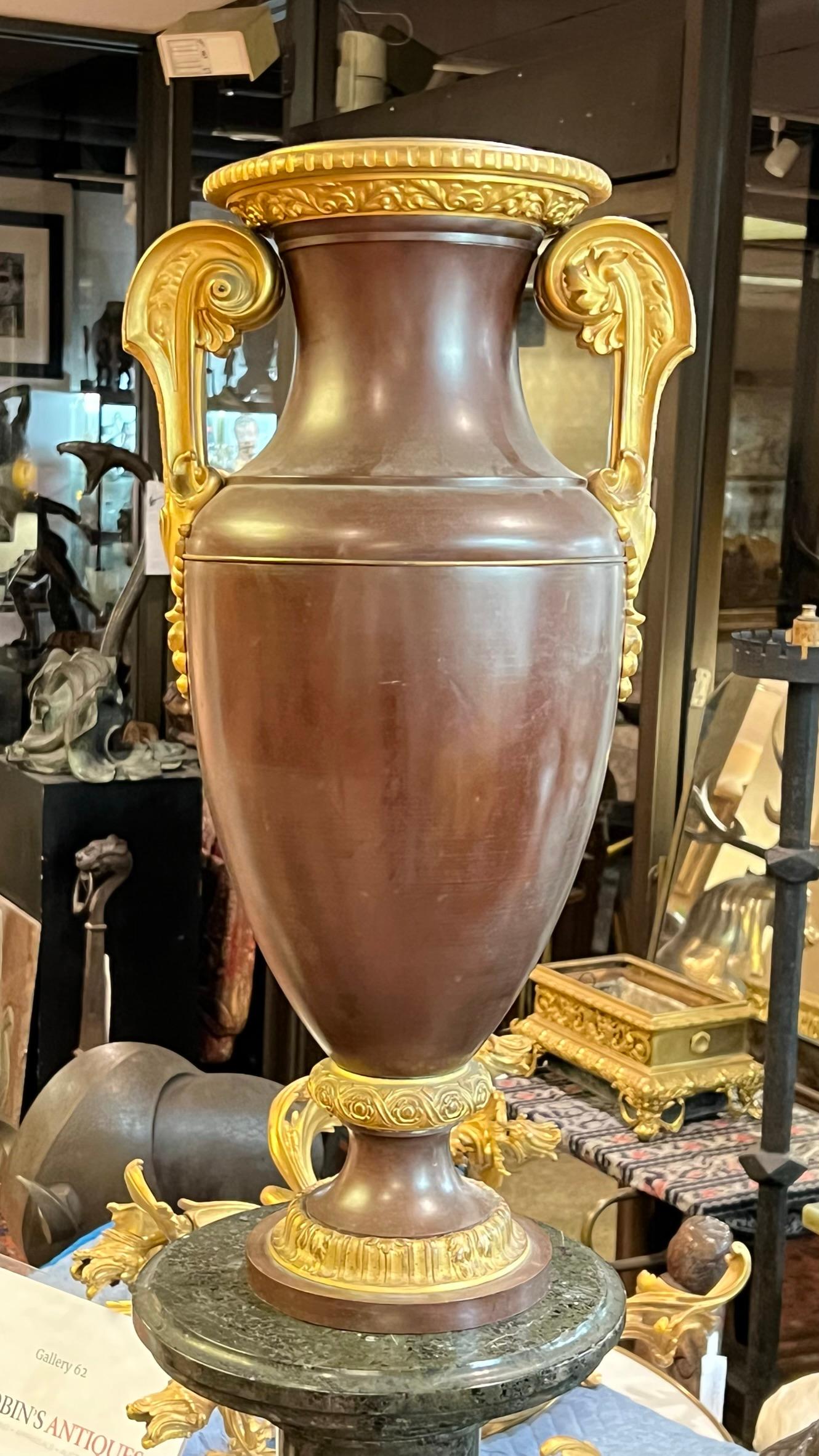 Bacchanalian Patinated and Gilt Bronze Vase For Sale 4