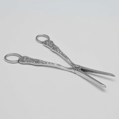 'Bacchanalian' Pattern Victorian Antique Sterling Silver Grape Shears - 1874