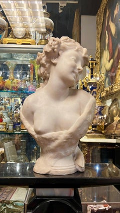 Bacchante Female Italian Marble Bust After Claude Michel Clodion