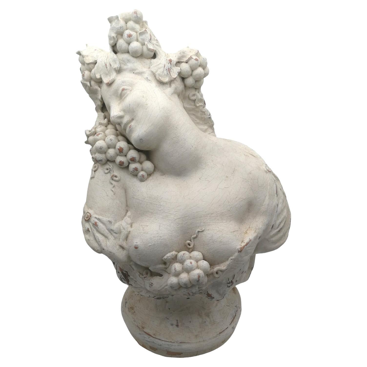 Bacchante in White Patinated Terracotta Circa 1900 For Sale