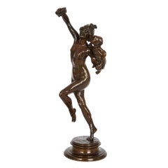 "Bacchante & Infant Faun” by Frederick Macmonnies, French Bronze Sculpture