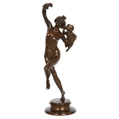 "Bacchante & Infant Faun” by Frederick Macmonnies, French Bronze Sculpture