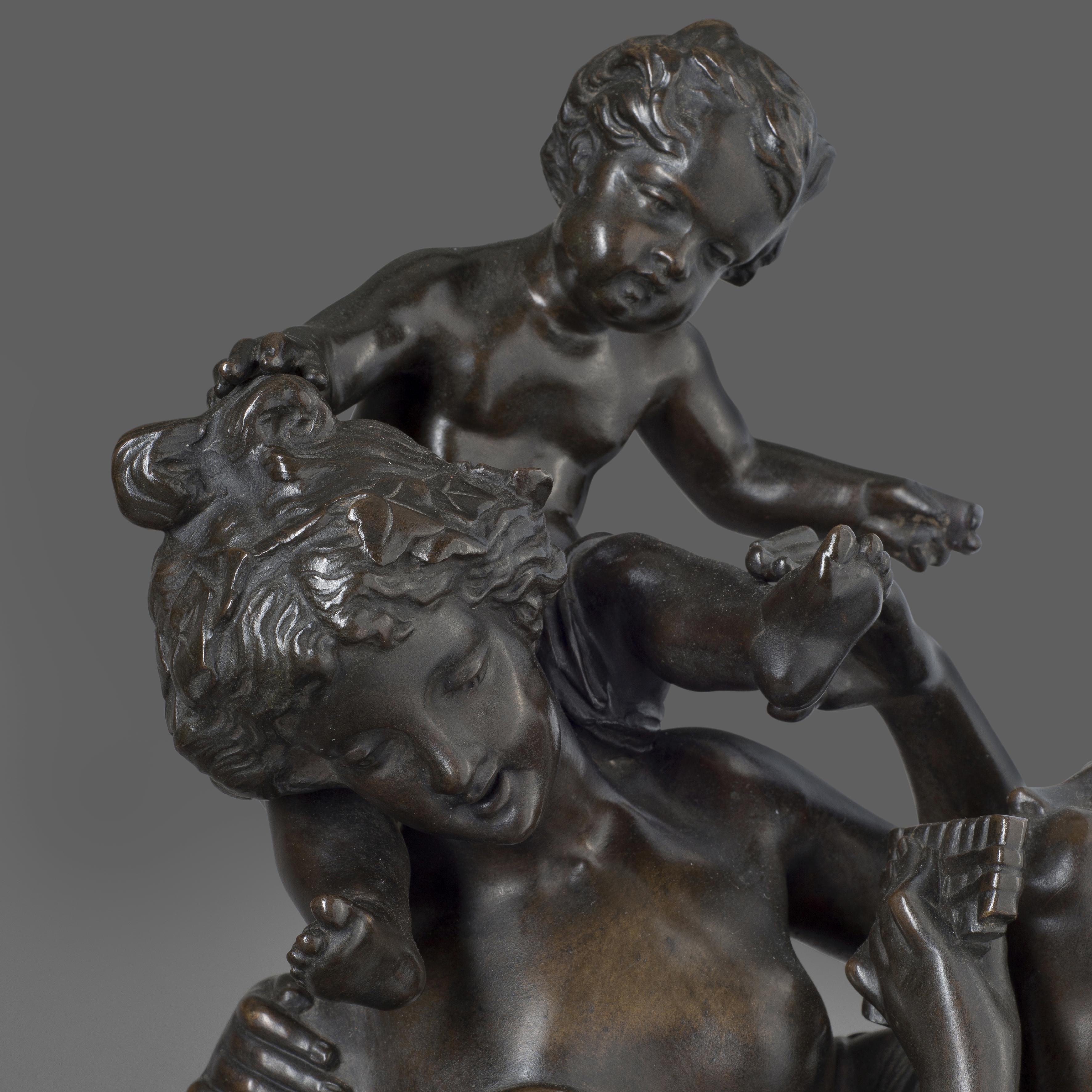 French 'Bacchantes', a Fine Patinated Bronze Figural Group After Clodion, circa 1870 For Sale