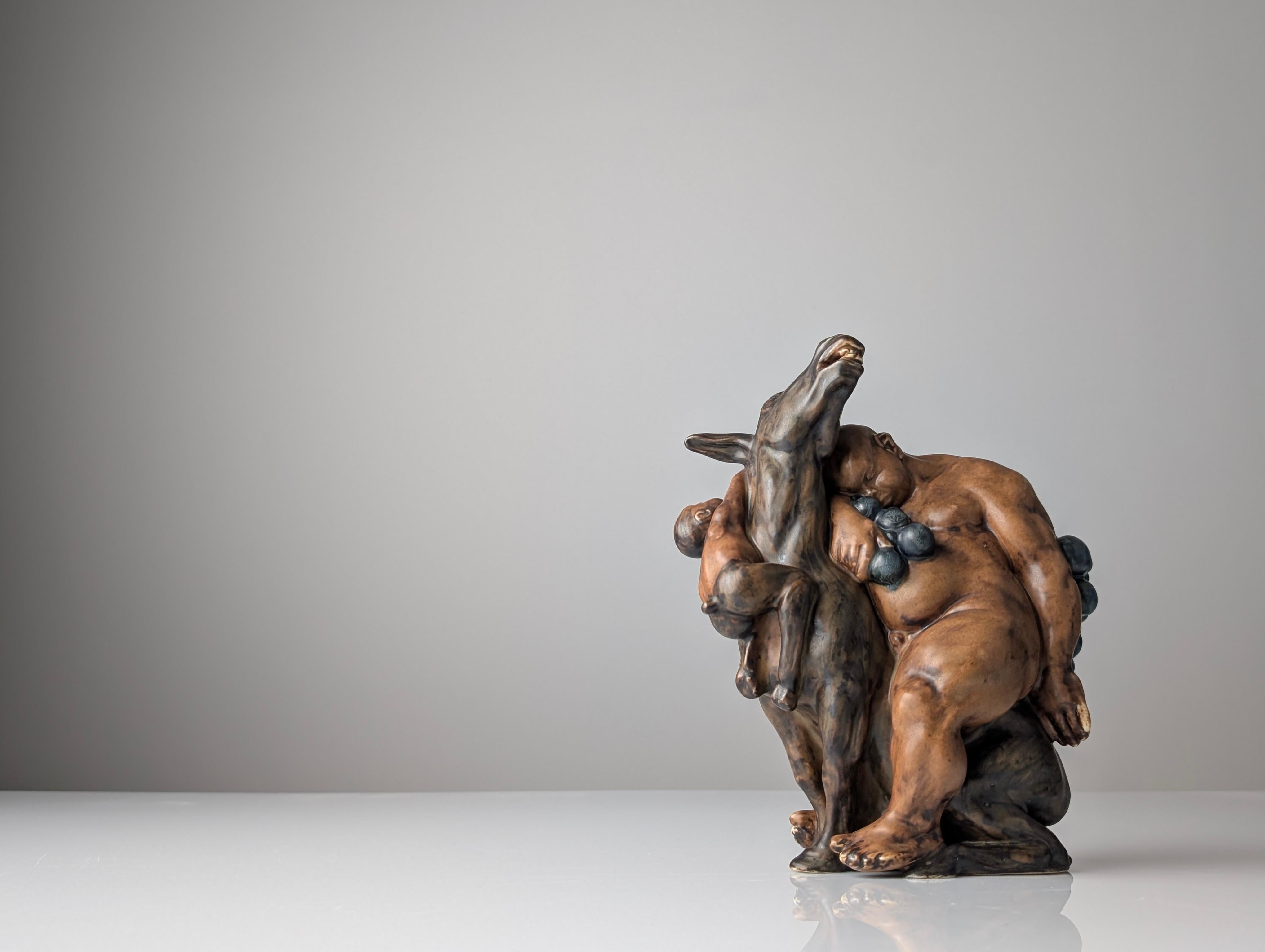 An exceptional sculpture by Kai Nielsen featuring a clear allegory filled with symbolism and social critique, characteristic of Nielsen’s style, masterfully developed in his 