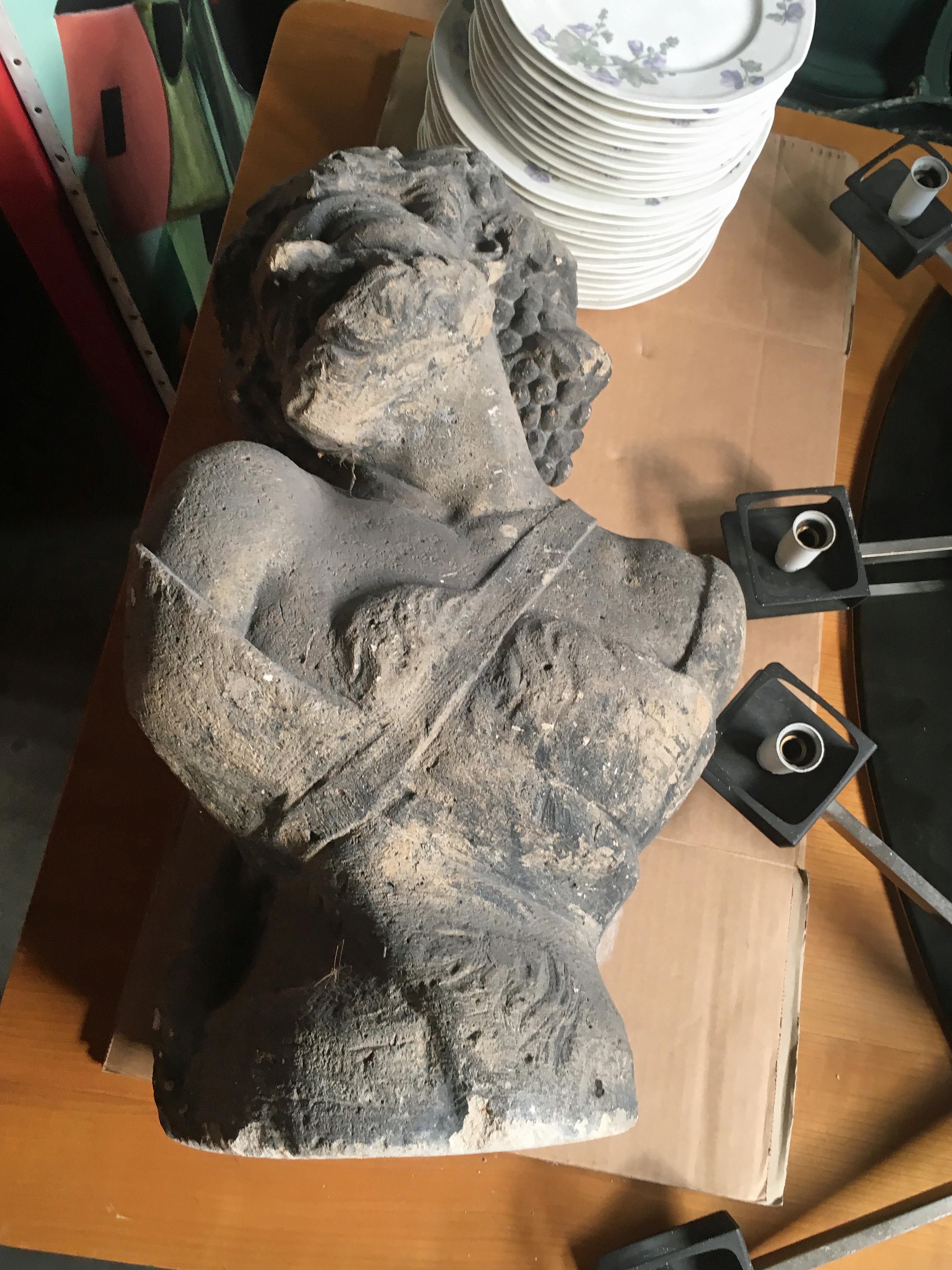 Bacchus Bust in Limestone, circa 1900/1930 For Sale 5