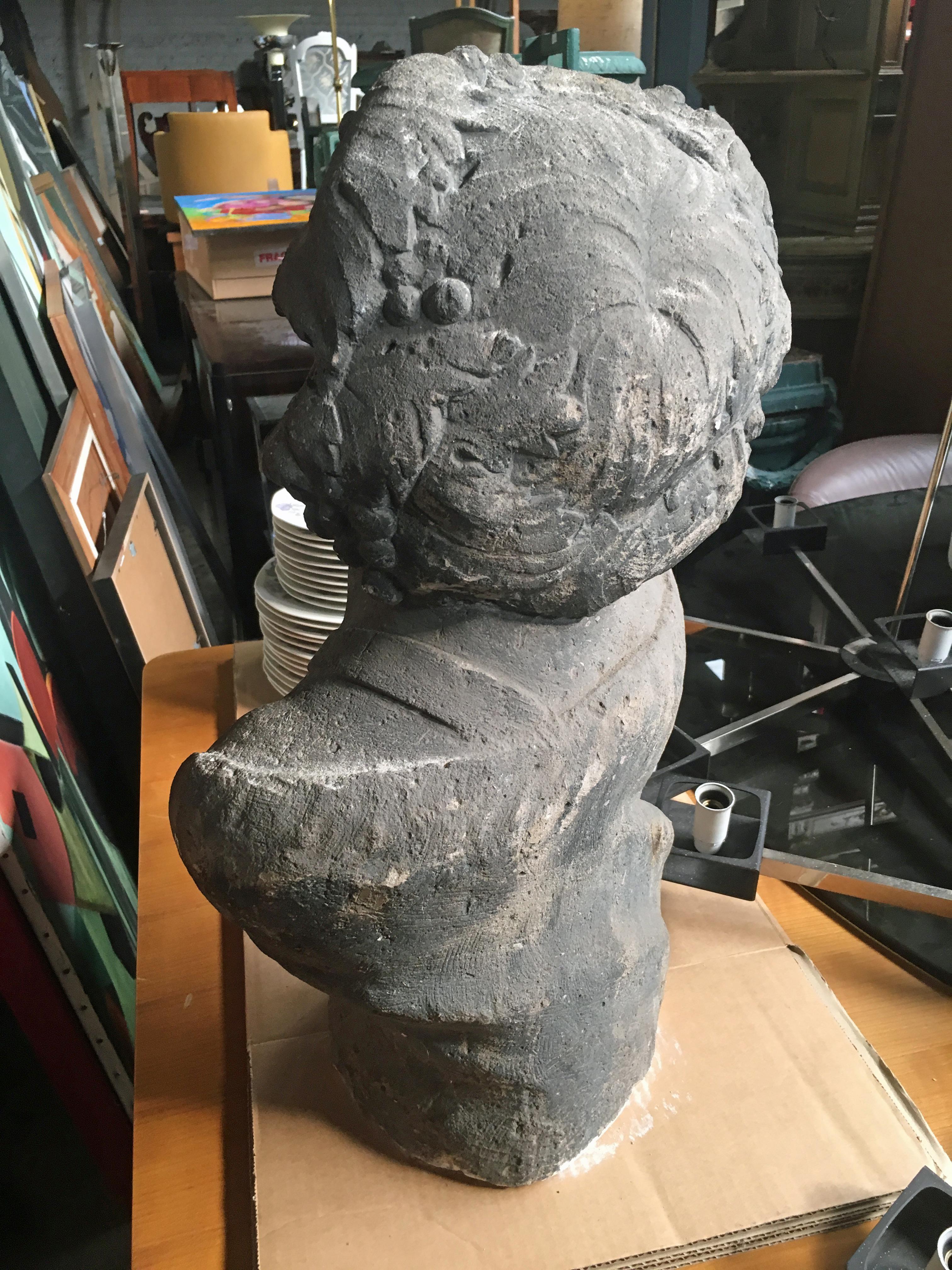 Bacchus Bust in Limestone, circa 1900/1930 For Sale 6