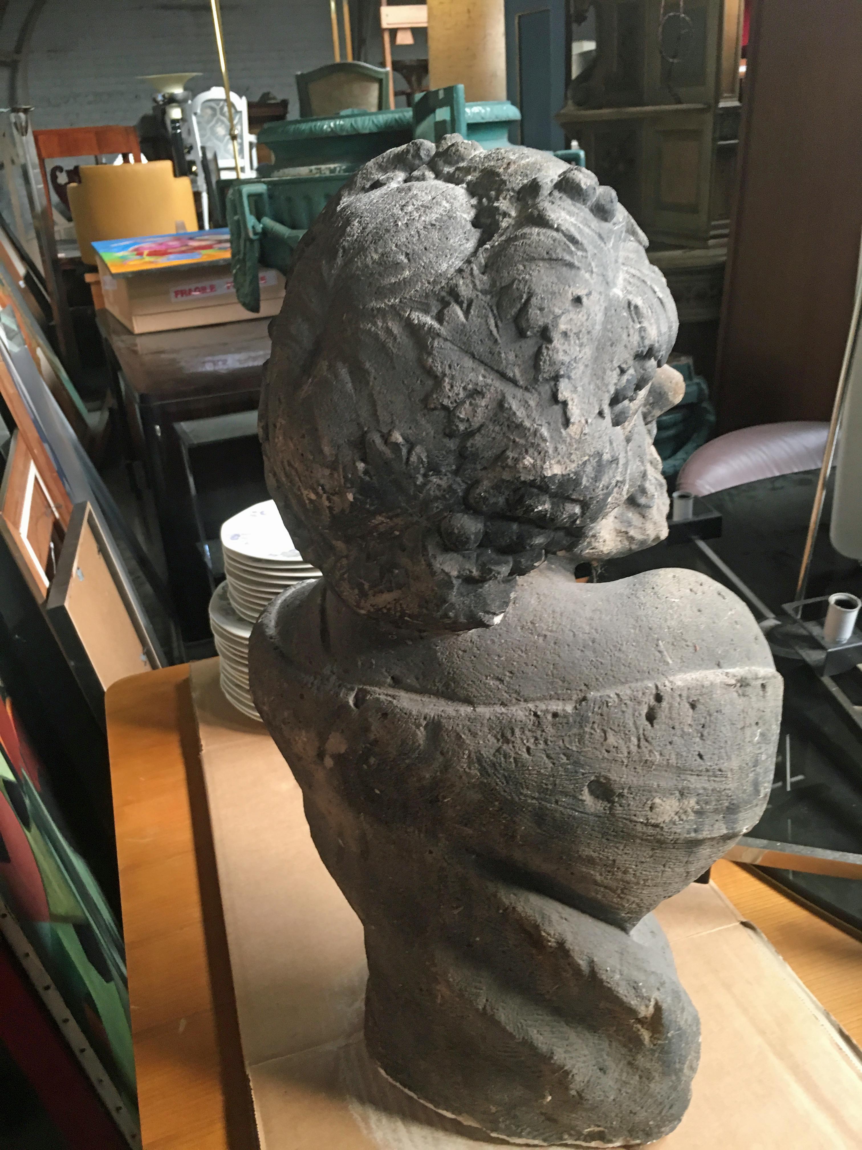 French Bacchus Bust in Limestone, circa 1900/1930 For Sale