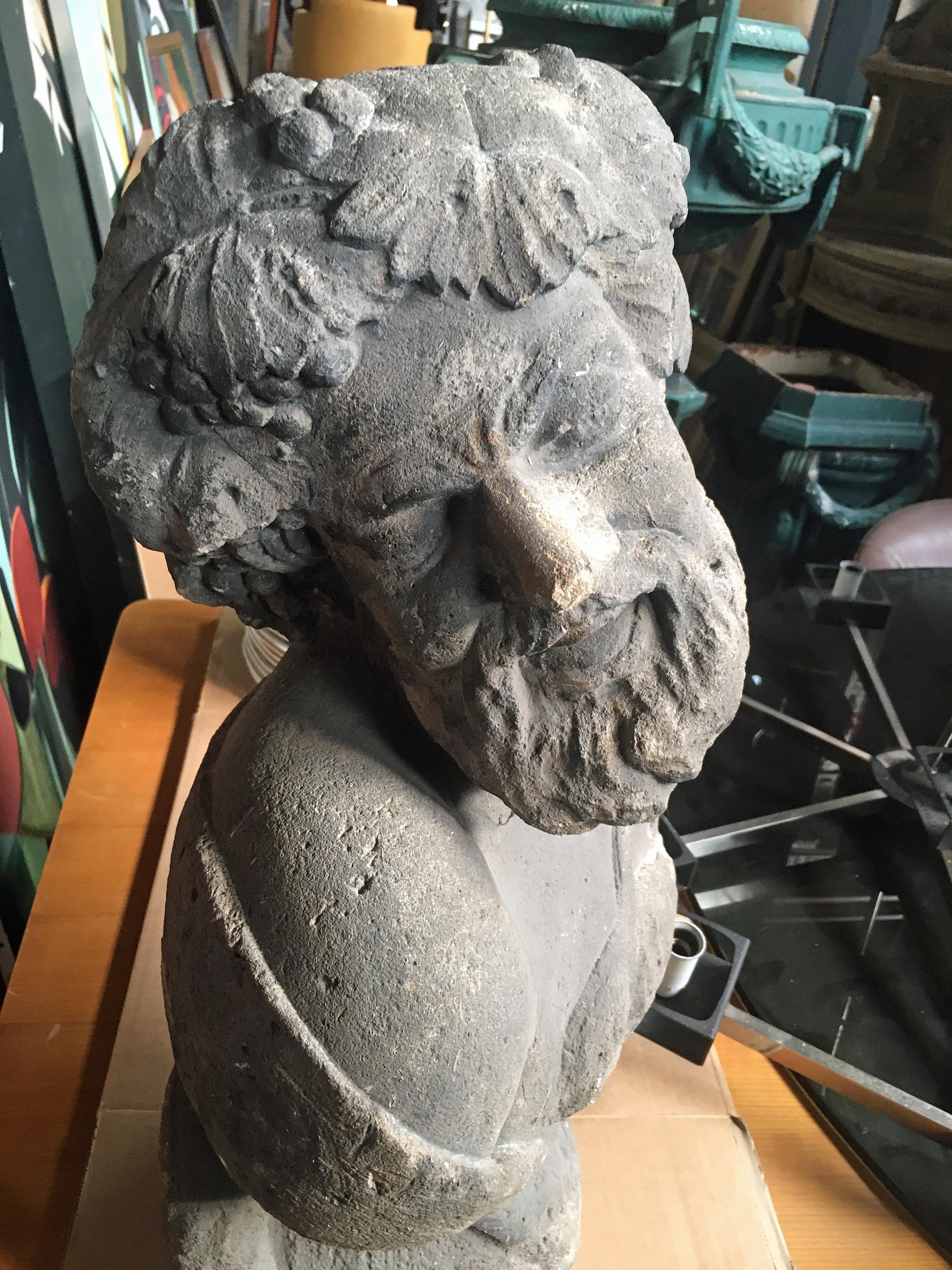 Bacchus Bust in Limestone, circa 1900/1930 For Sale 3