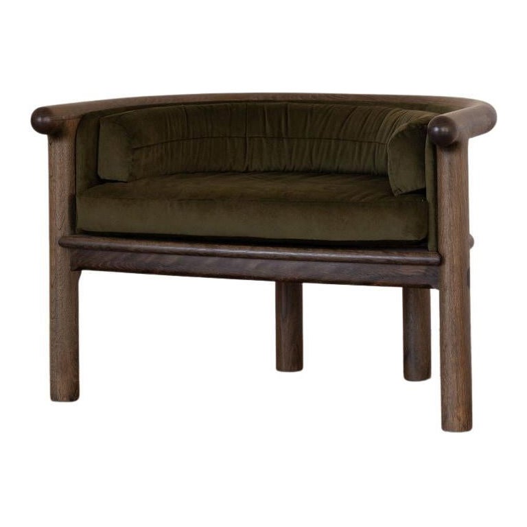 Bacchus Chair aus geräucherter Weißeiche und grünem Samt im Angebot