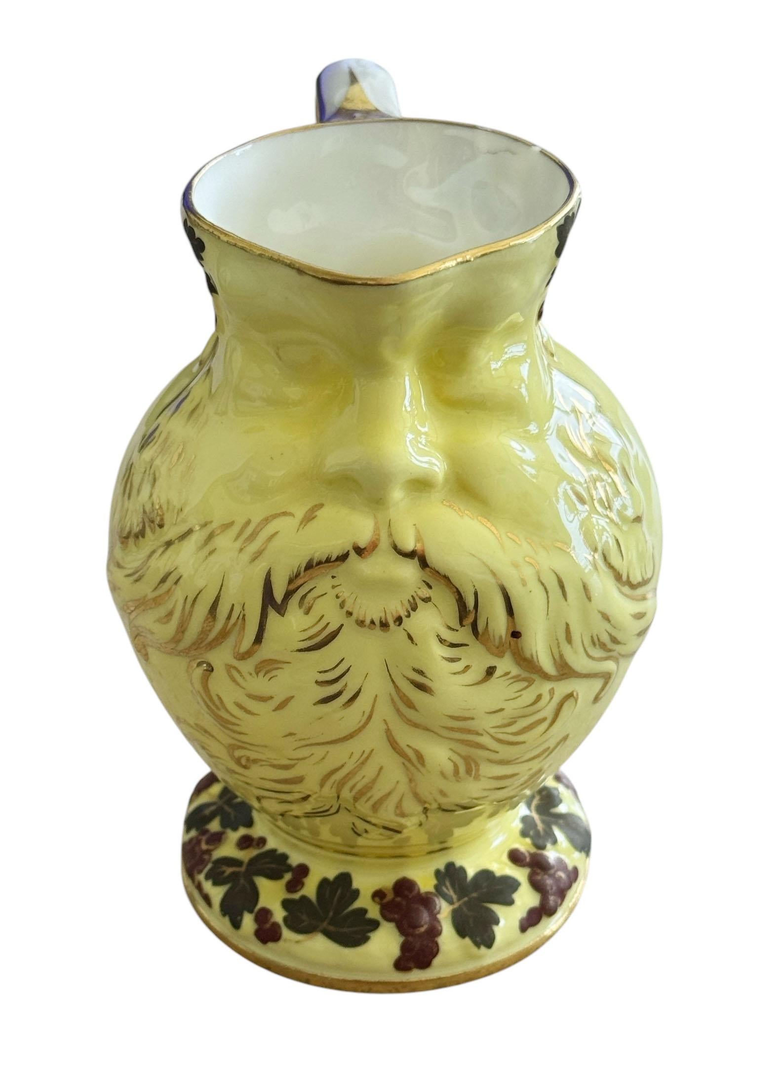 Porcelain Bacchus Face Jug Pitcher from France For Sale
