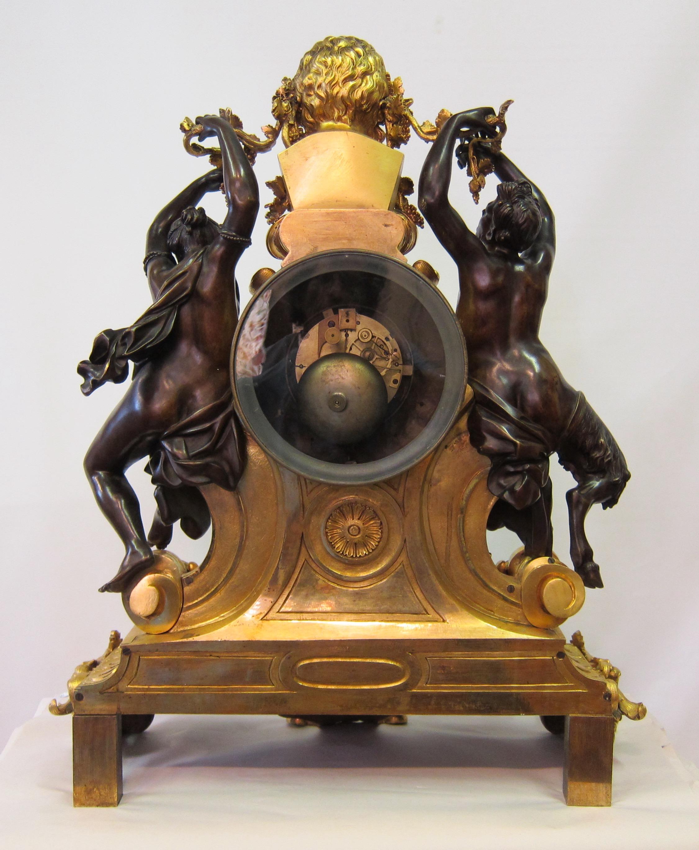 Bronze Bacchus Mantle Clock For Sale