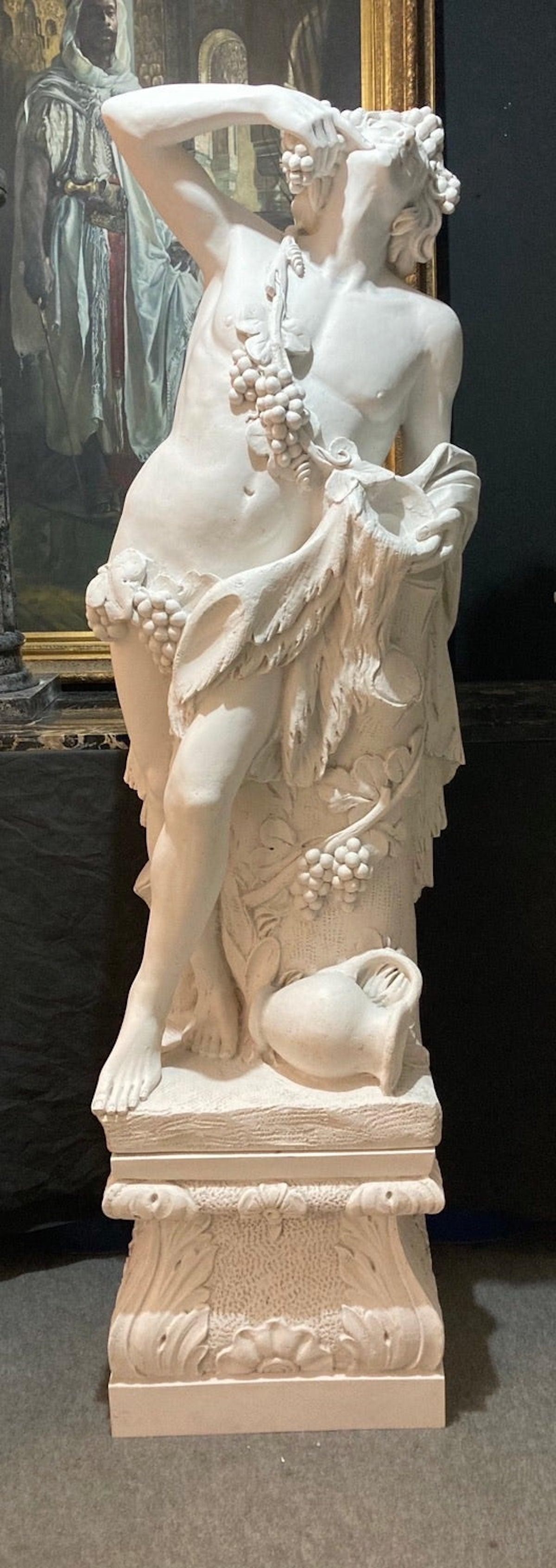 European Bacchus Marble Bust Sculpture, 20th Century