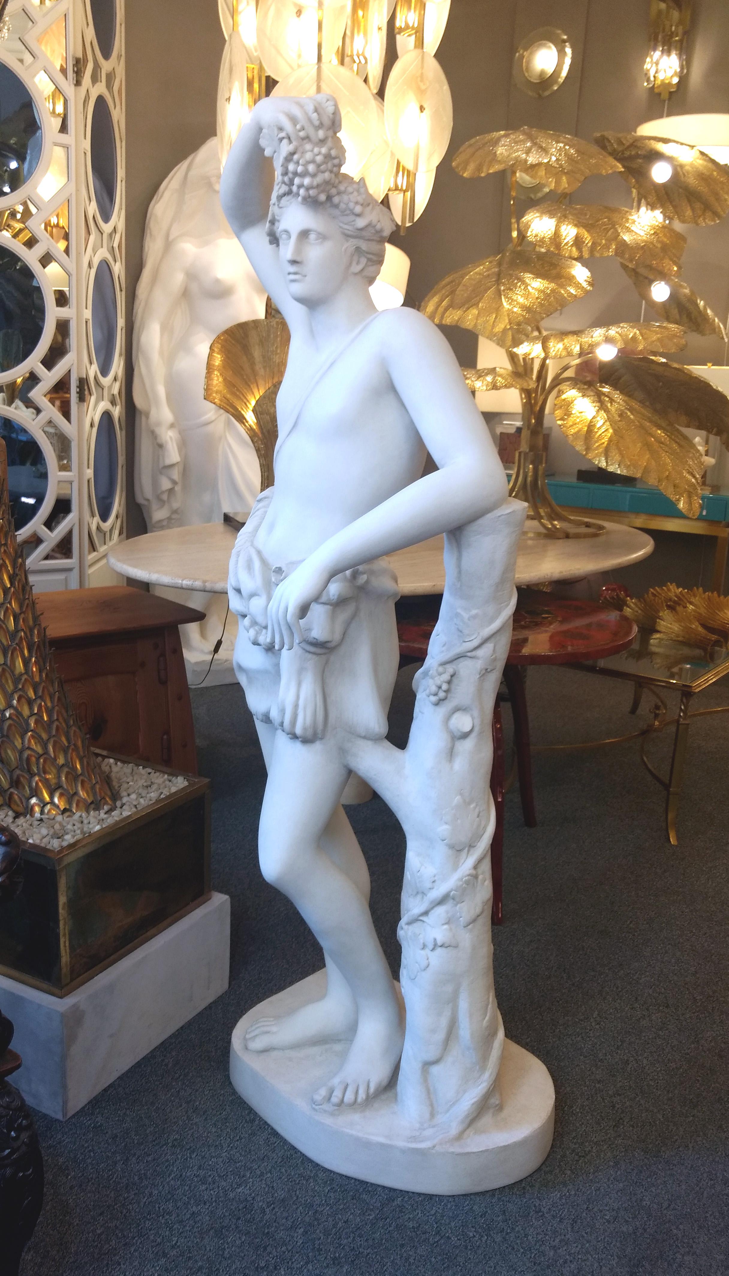 Stampato Bacco, statua in gesso, Francia, 1930 circa in vendita