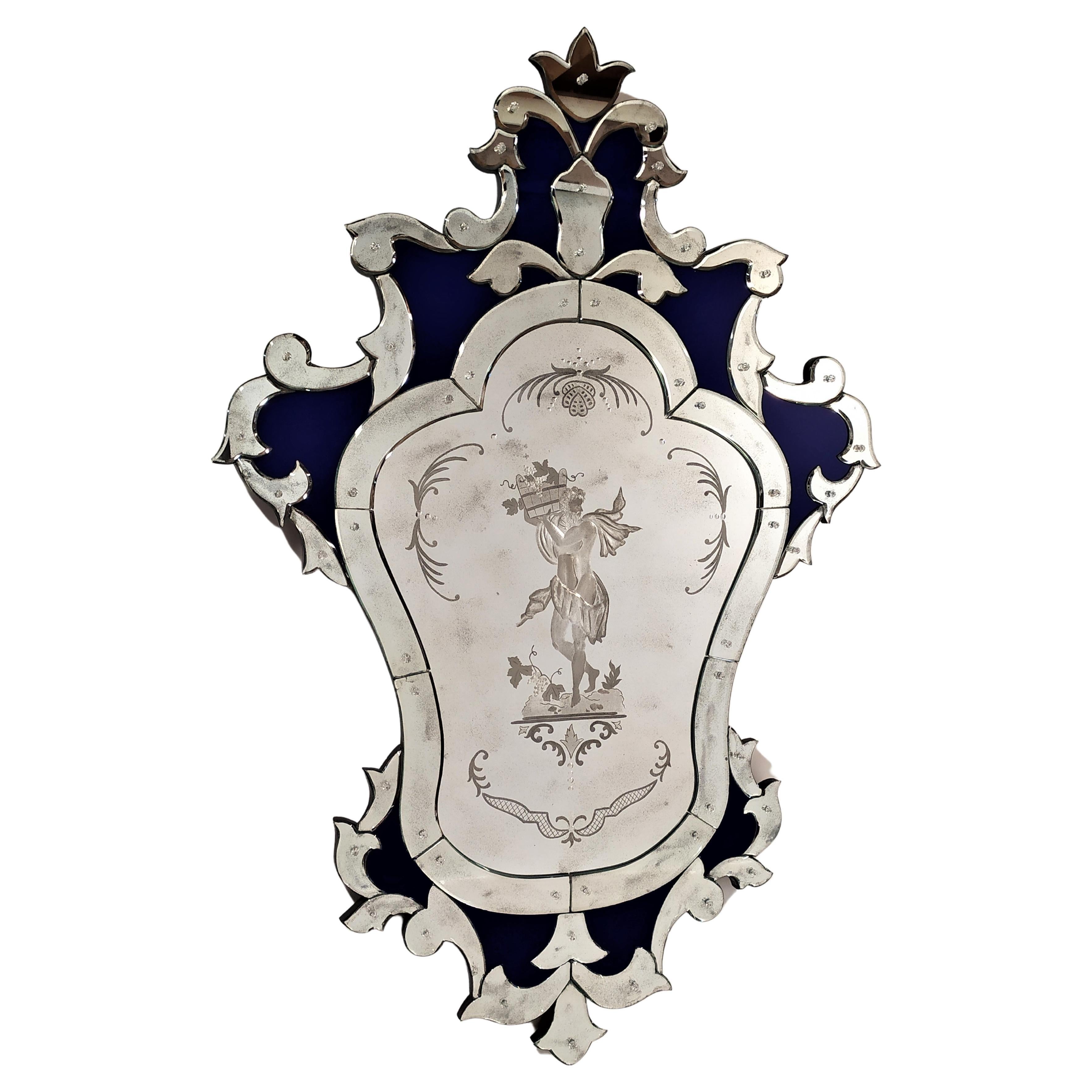 "Bacchus" Reproduction of Antique Murano Glass Mirror, by Fratelli Tosi For Sale