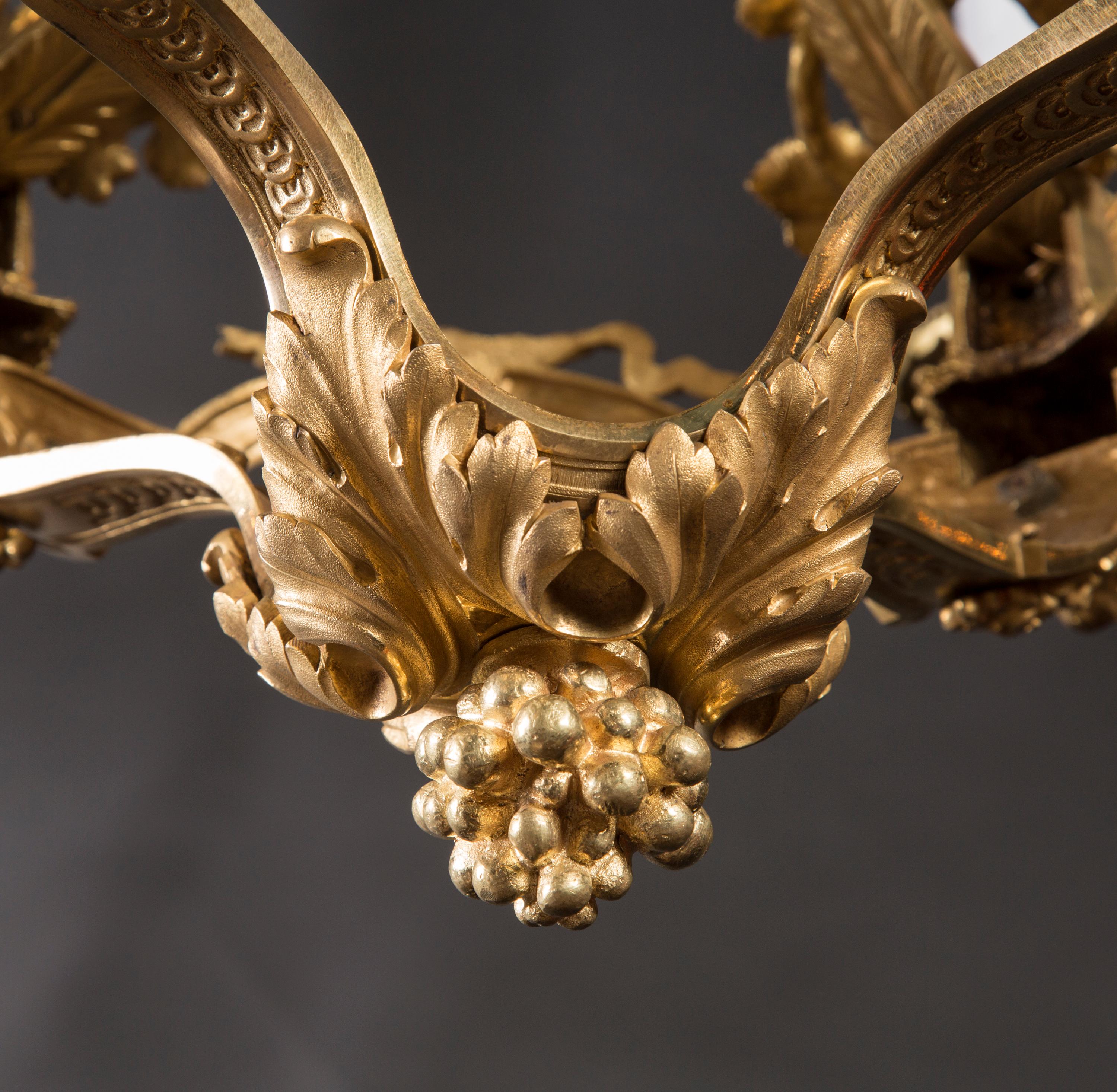 Bacchus Themed 19th Century French Louis XVI Bronze D’ore Chandelier For Sale 2