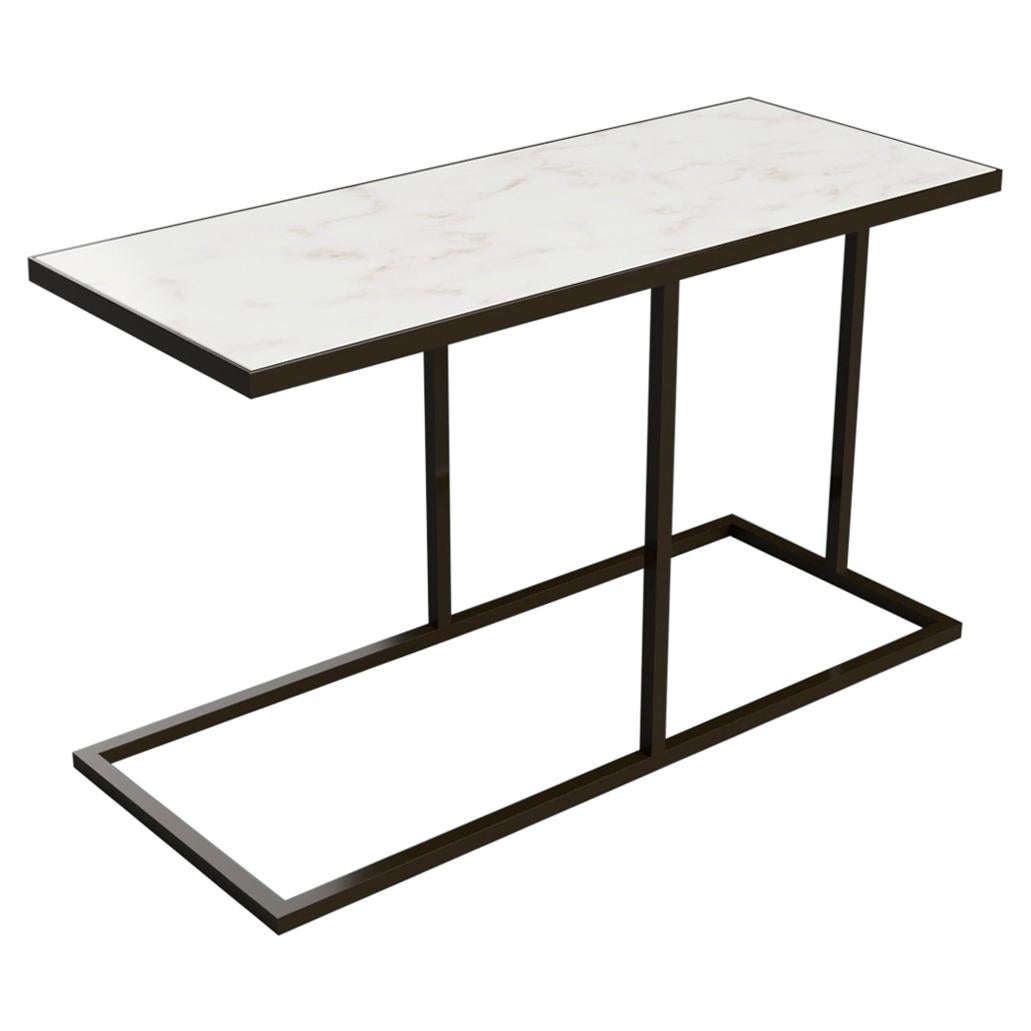 Bacco Cantilever Side Table in Marble and Powder Coated Steel For Sale