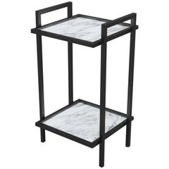 Bacco Console Side Table in Dark Bronze and Handmade Antique Mirror Surface