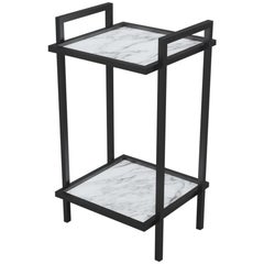 Bacco Console Side Table in Steel with Marblo Surface