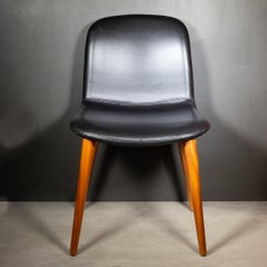 Bacco Leather and Oak Dining Chairs, Italy-Price per chair