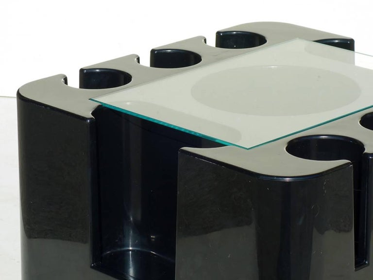 "Bacco" Sergio Mazza by Studio Artemide Black Plastic Bar Cart Table