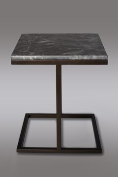 Bacco Squared Coffee Table in Marble and Powder Coated Steel