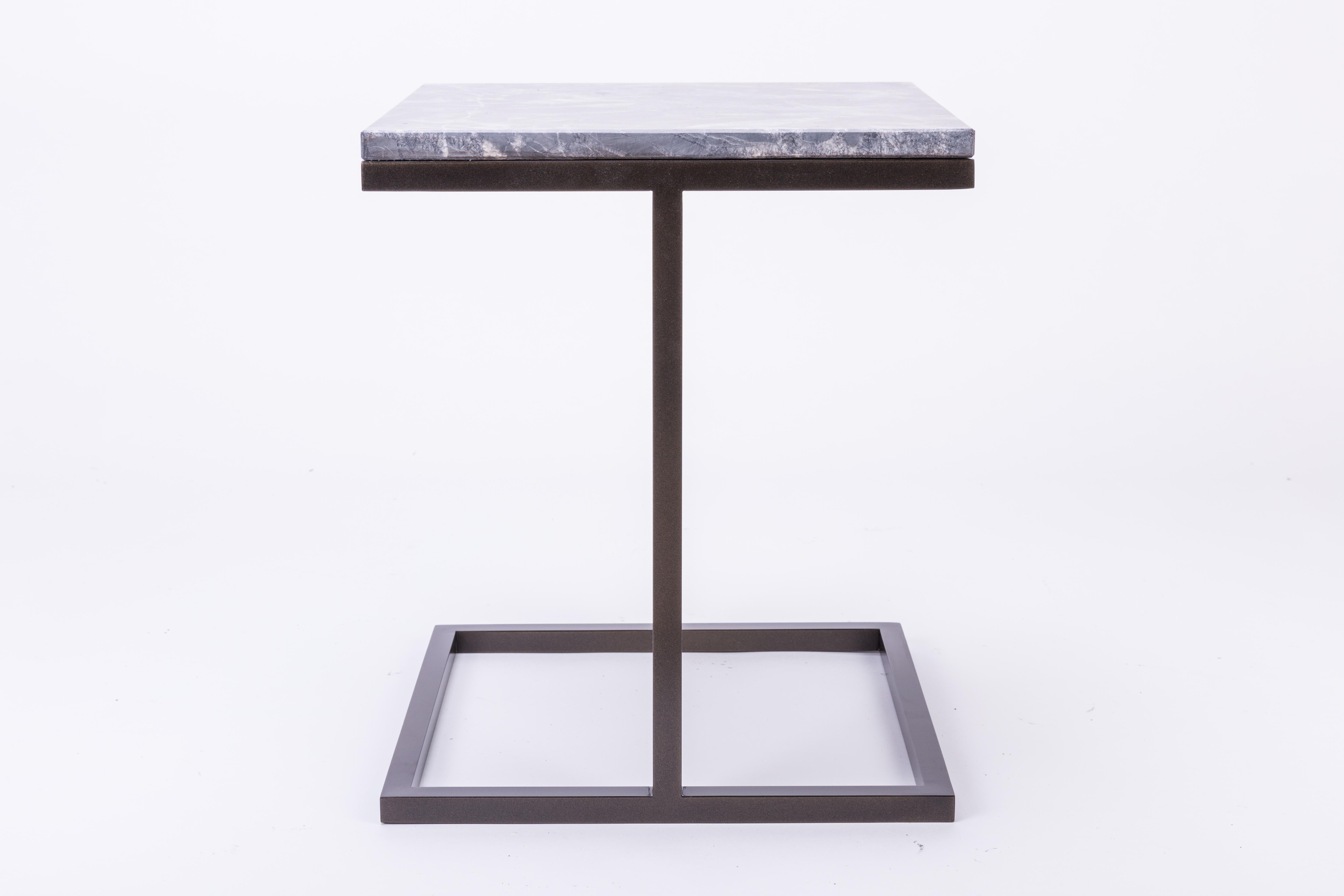 British Bacco Squared Coffee Table in Marble and Powder Coated Steel For Sale