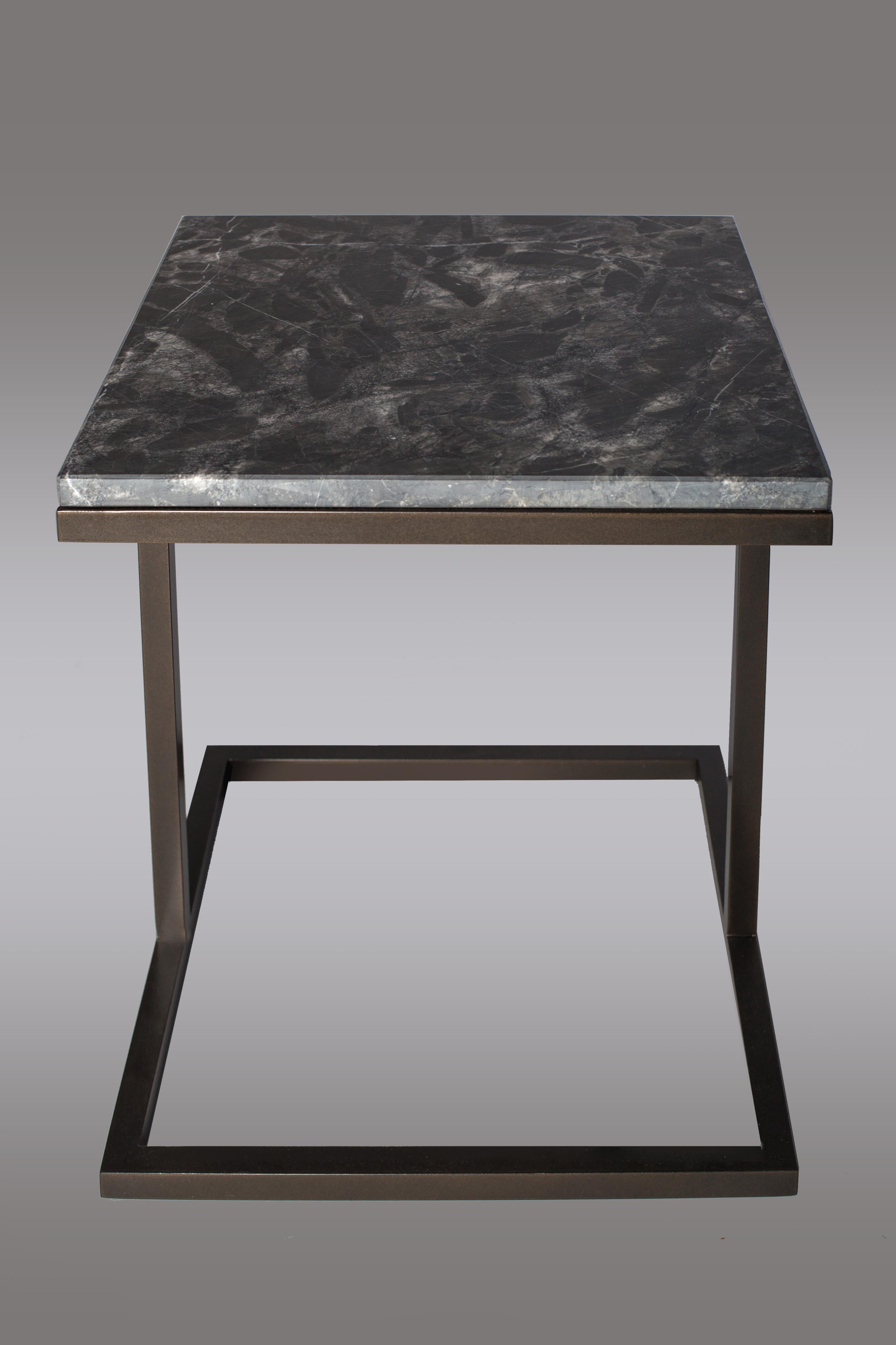Contemporary Bacco Squared Coffee Table in Marble and Powder Coated Steel For Sale
