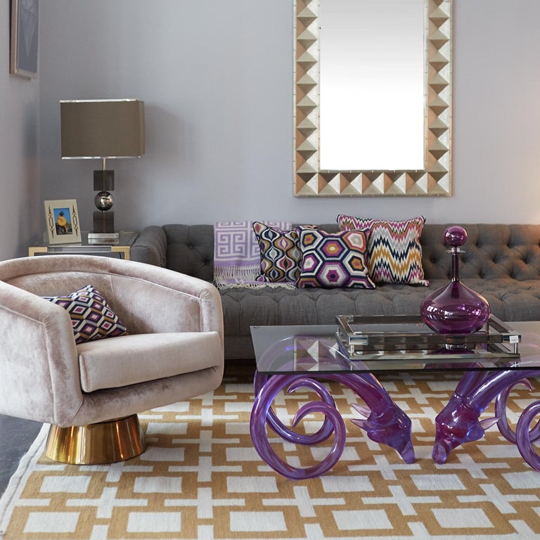 Bacharach Champagne Velvet Swivel Chair For Sale at 1stDibs | champagne ...