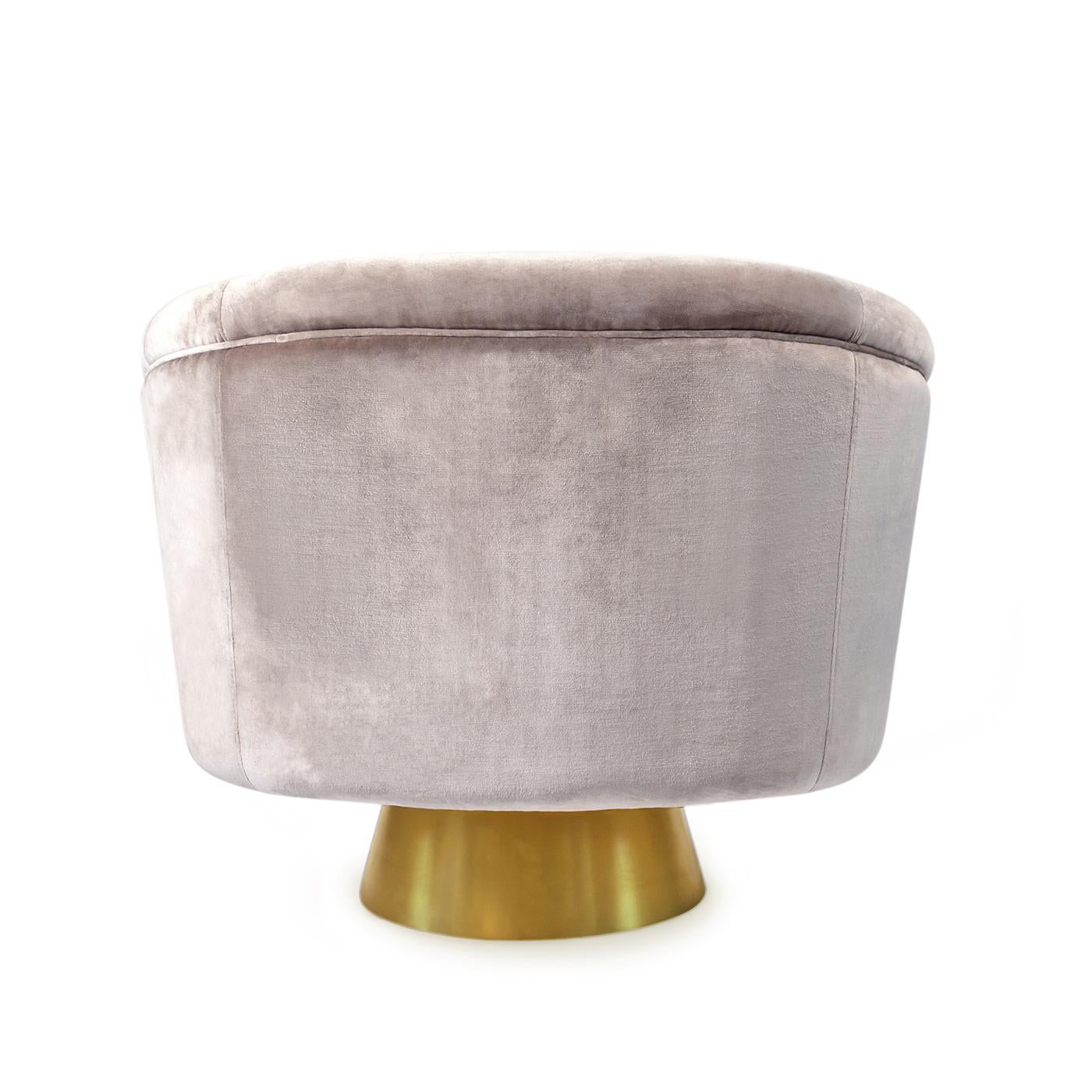 Bacharach Champagne Velvet Swivel Chair In New Condition In New York, NY