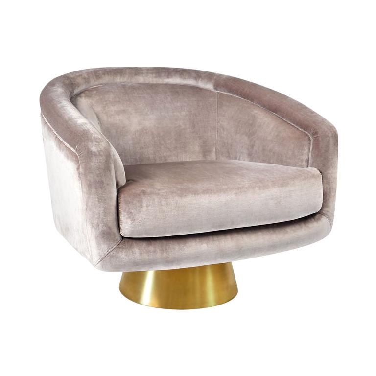 Bacharach Champagne Velvet Swivel Chair