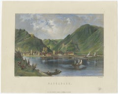 Bacharach on the Rhine – Small Picturesque 19th-Century Hand-Colored Engraving