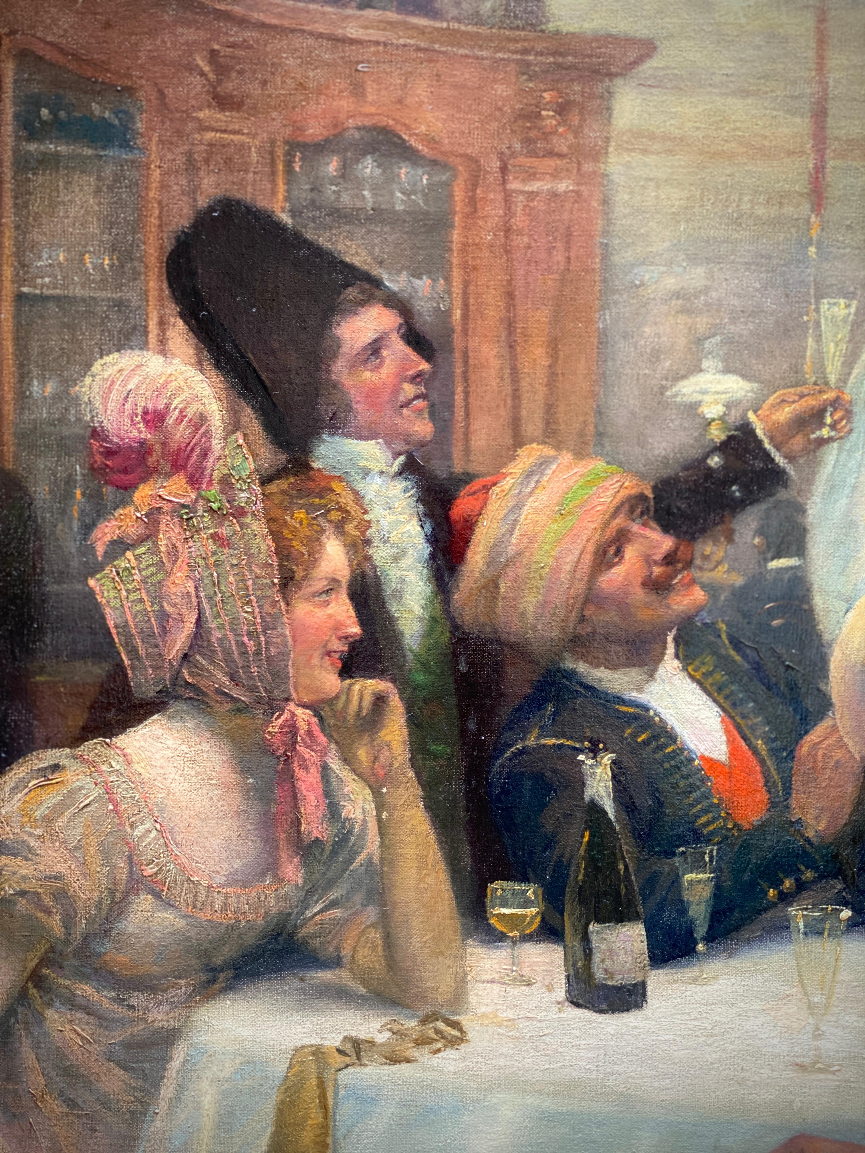 Masked Ball, Emmanuel Bachrach, Oderberg 1863 – 1943 Munich, Jewish, Signed - Realist Painting by Bachrach-Barée Emmanuel