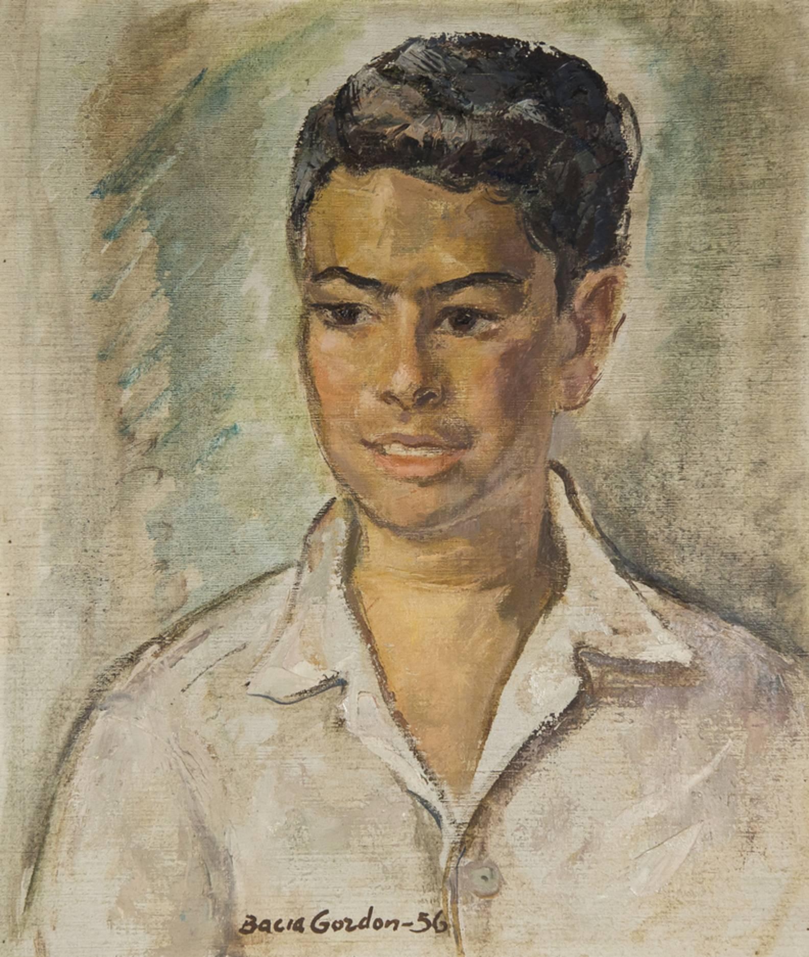 Portrait of an Israeli Boy - Painting by Bacia Gordon