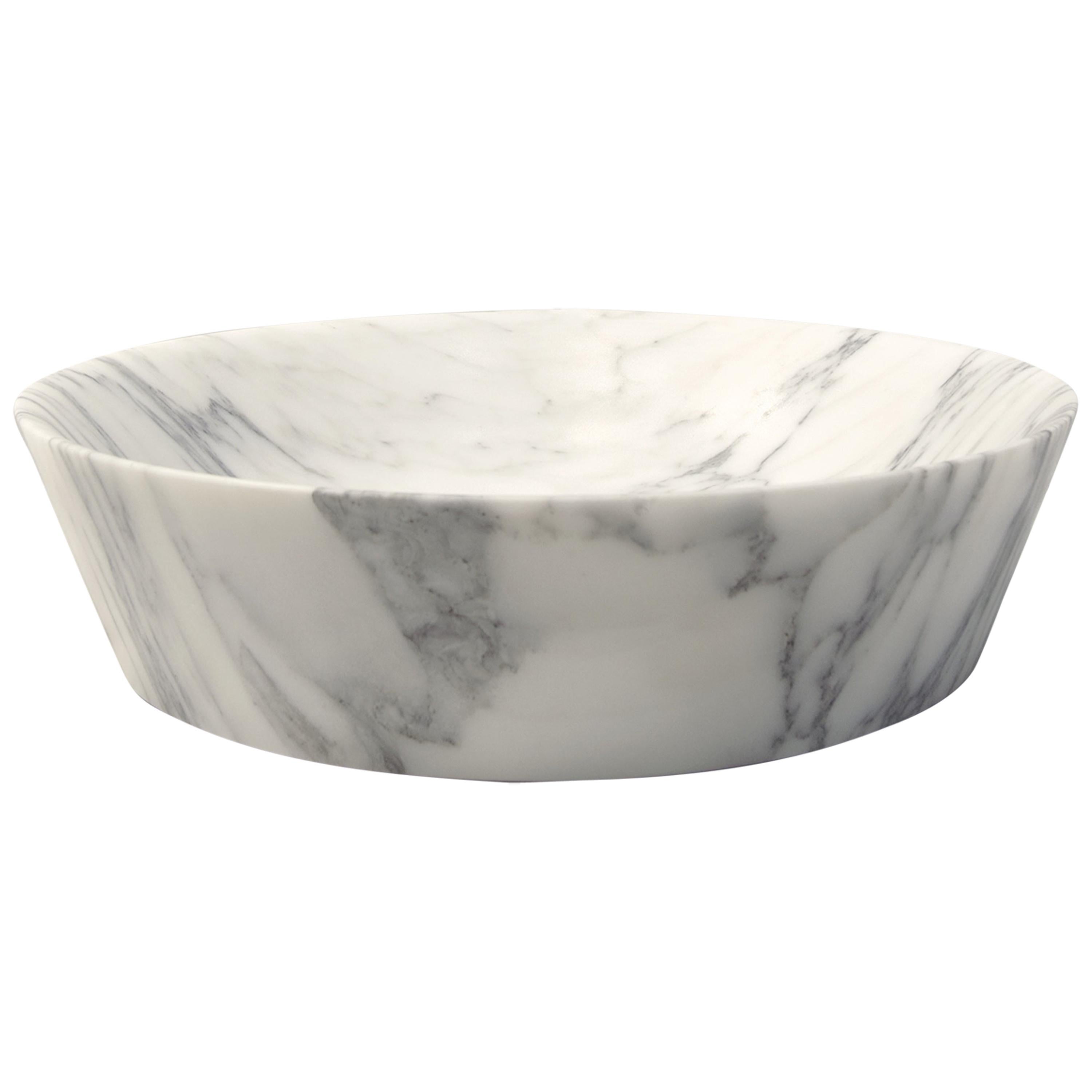 "Bacìa" Sink in Bianco Carrara Marble Customizable by Pibamarmi For Sale