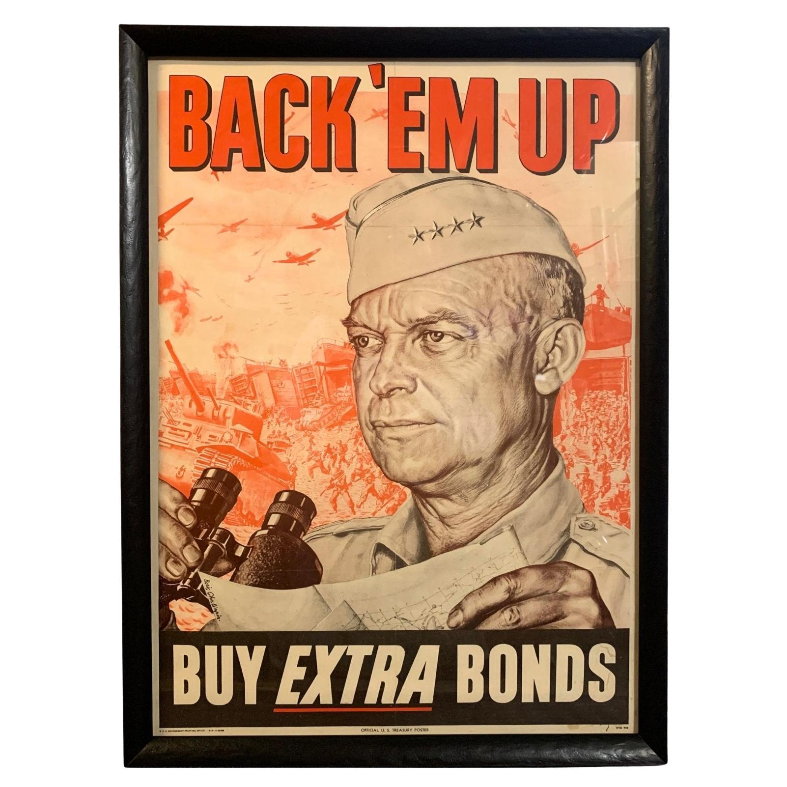 "Back 'Em Up. Comprar Bonos Extra" Póster Vintage de la Segunda Guerra Mundial de Boris Chaliapin, 1944