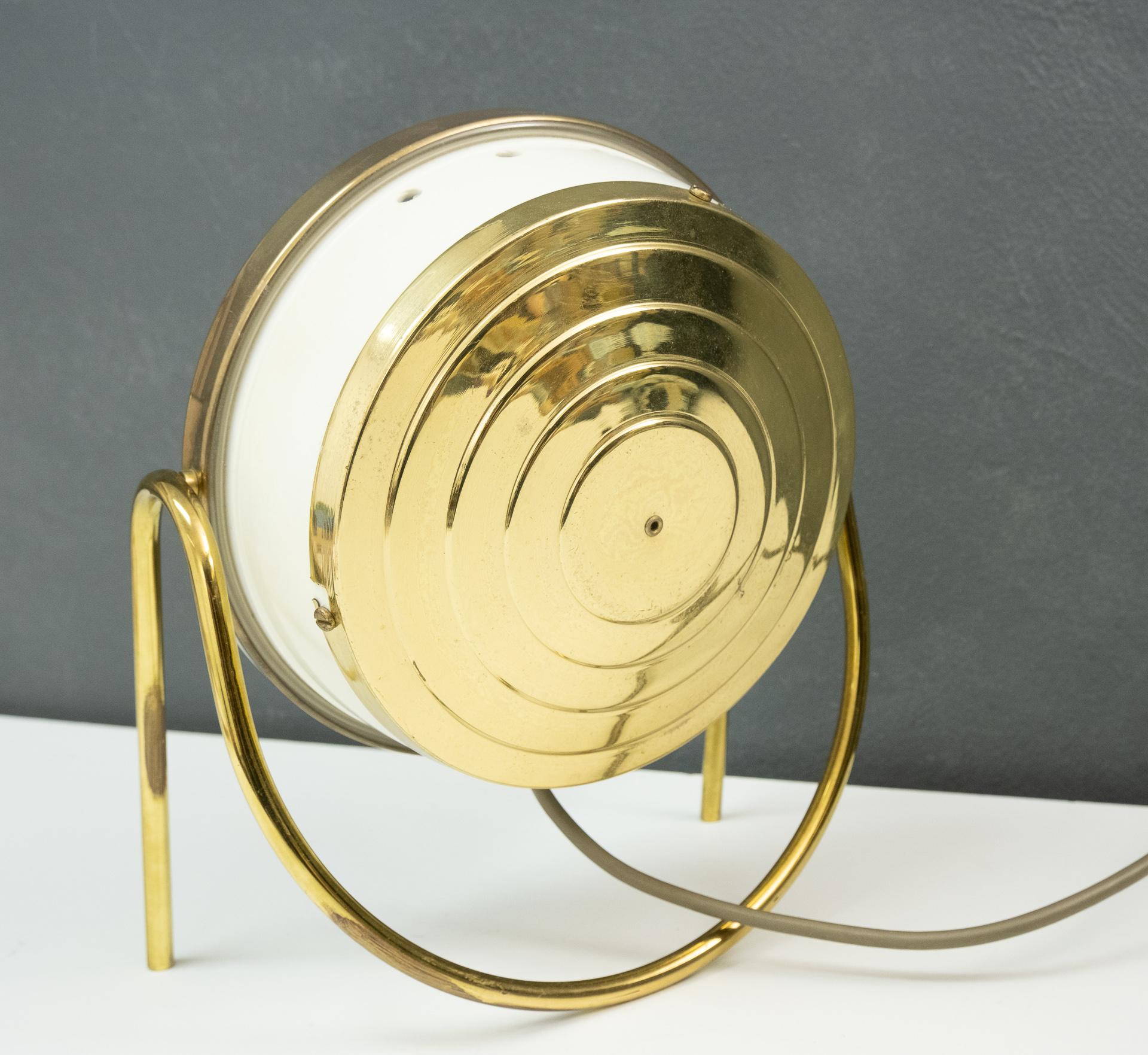 French Back Lid Brass Vanity Magnified Table Mirror, 1970s